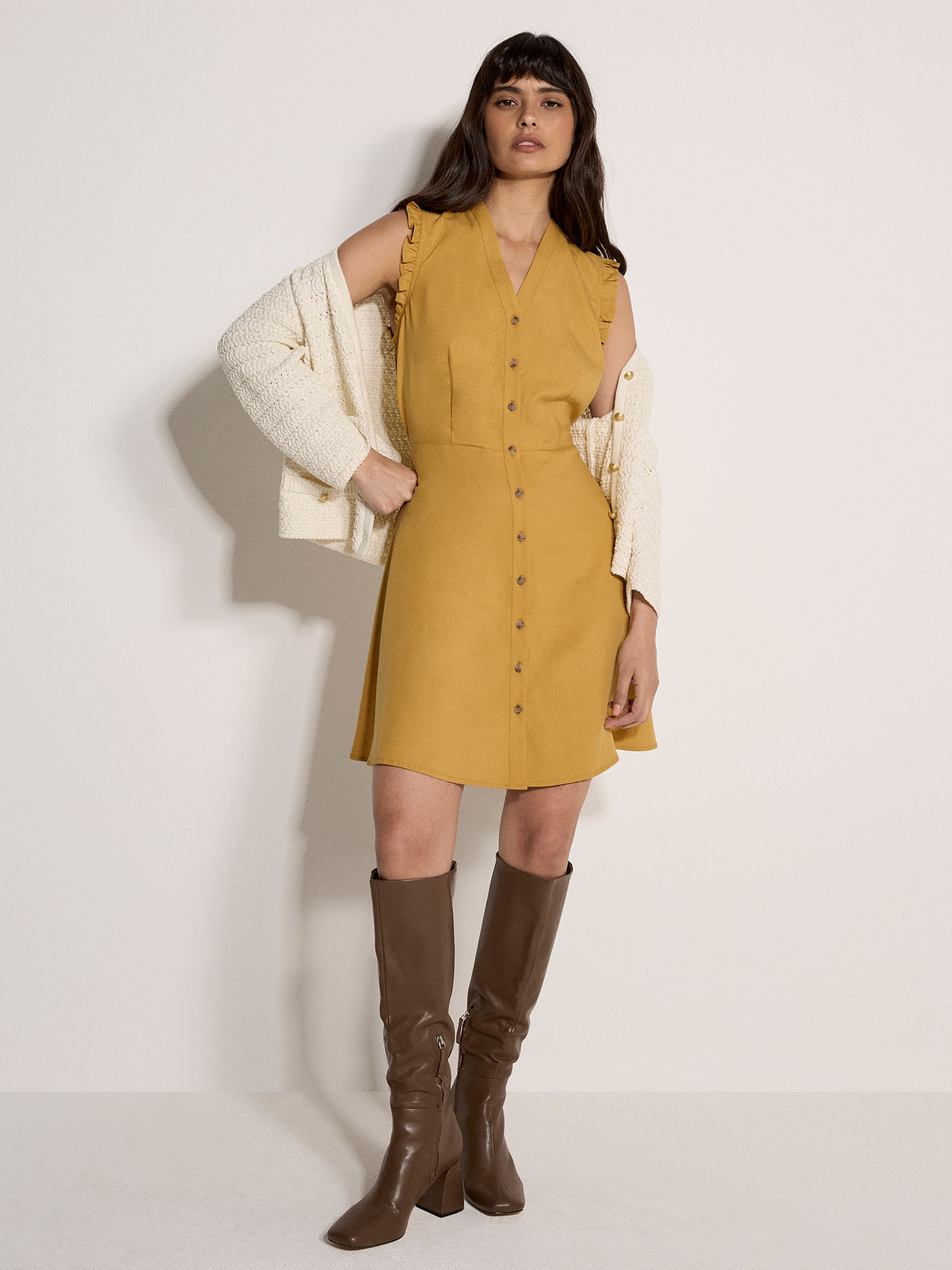 Apricot Minikleid »Minikleid« mit Rüschen und Knopfleiste