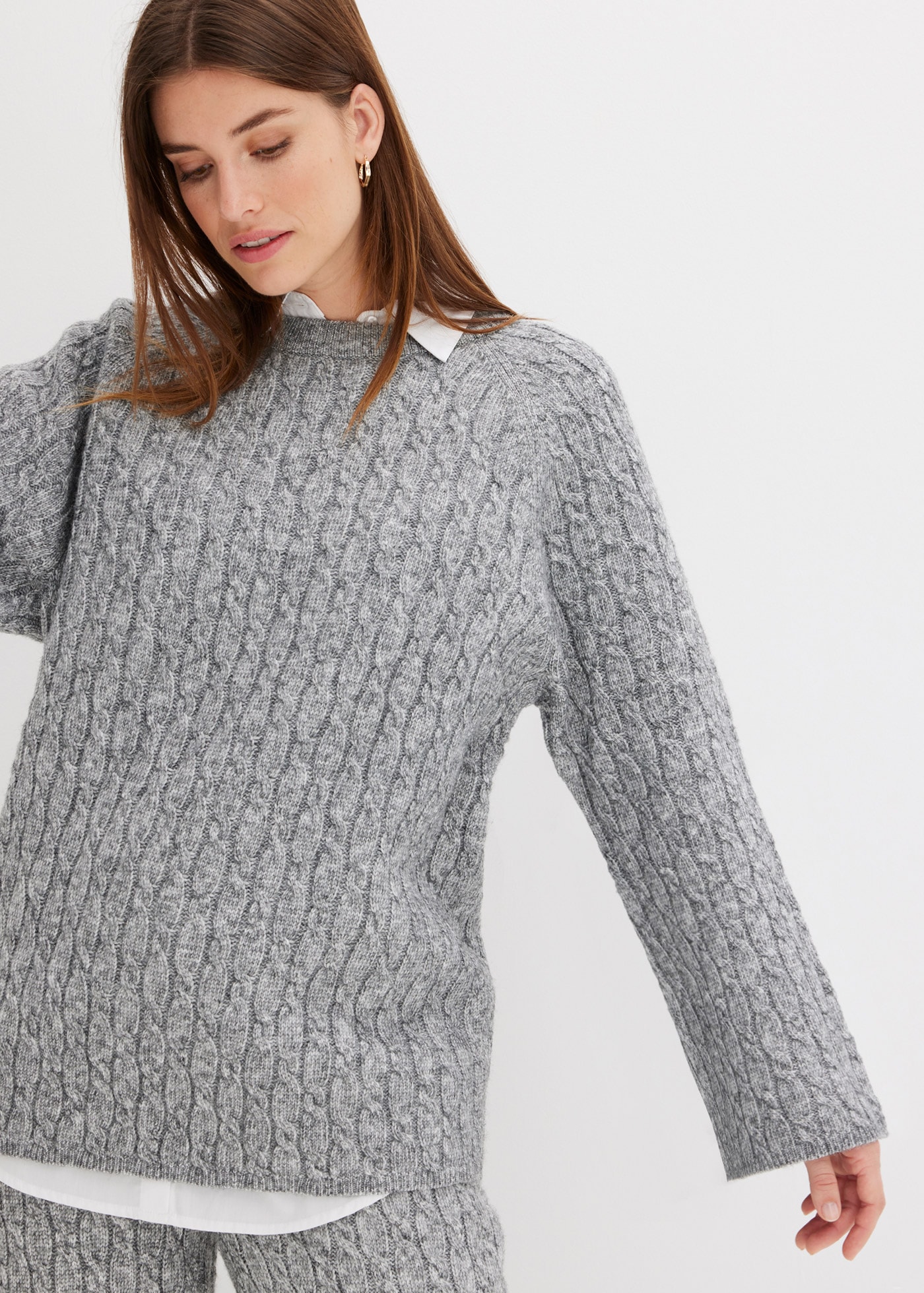 bonprix Strickpullover »Oversize-Pullover mit Zopfmuster« Oversize-Pullover mit Zopfmuster
