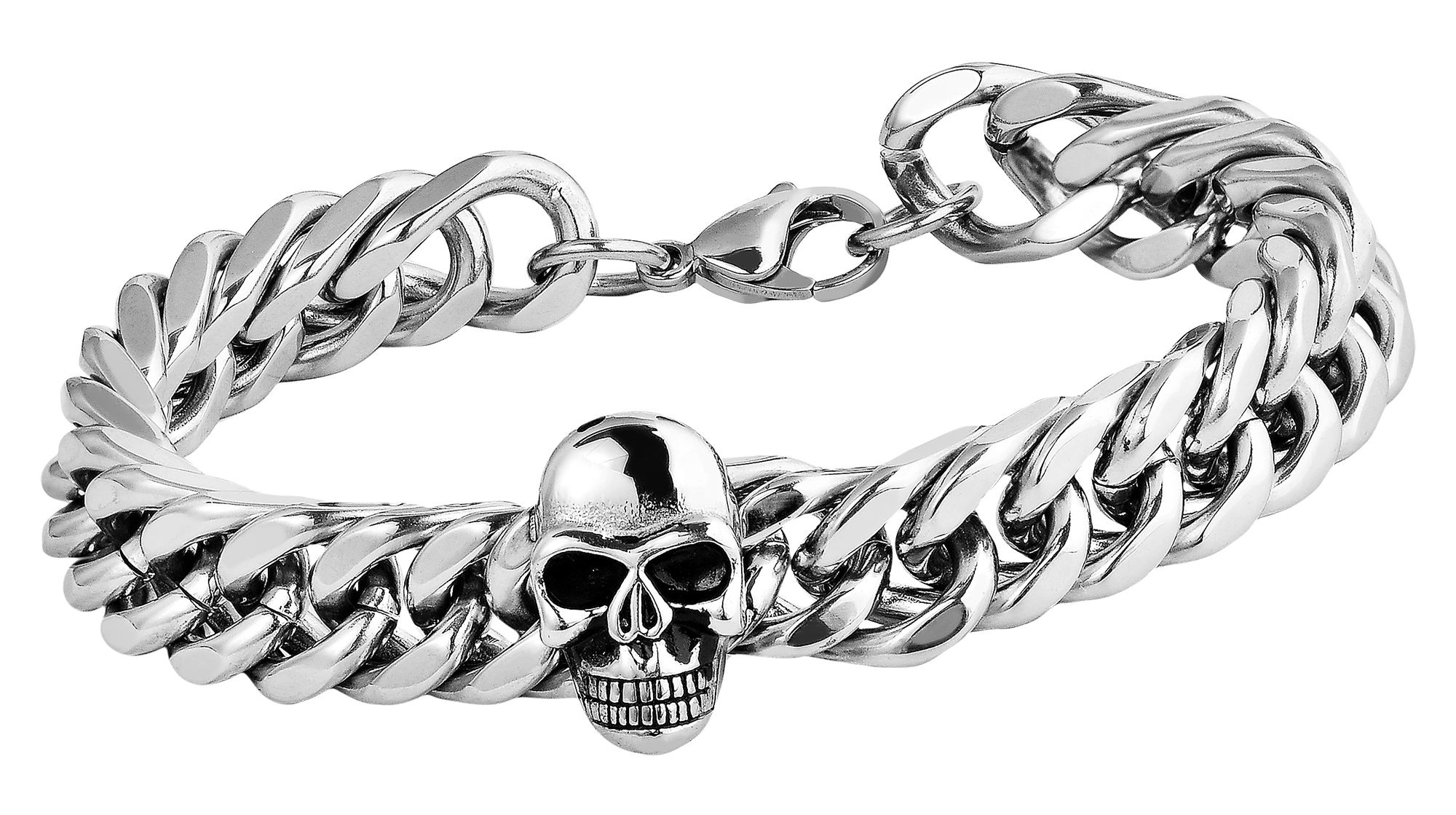 Adelia´s Panzerarmband »Unisex Armband ¿ Panzerarmband Totenkopf aus Edelstahl 24 cm«