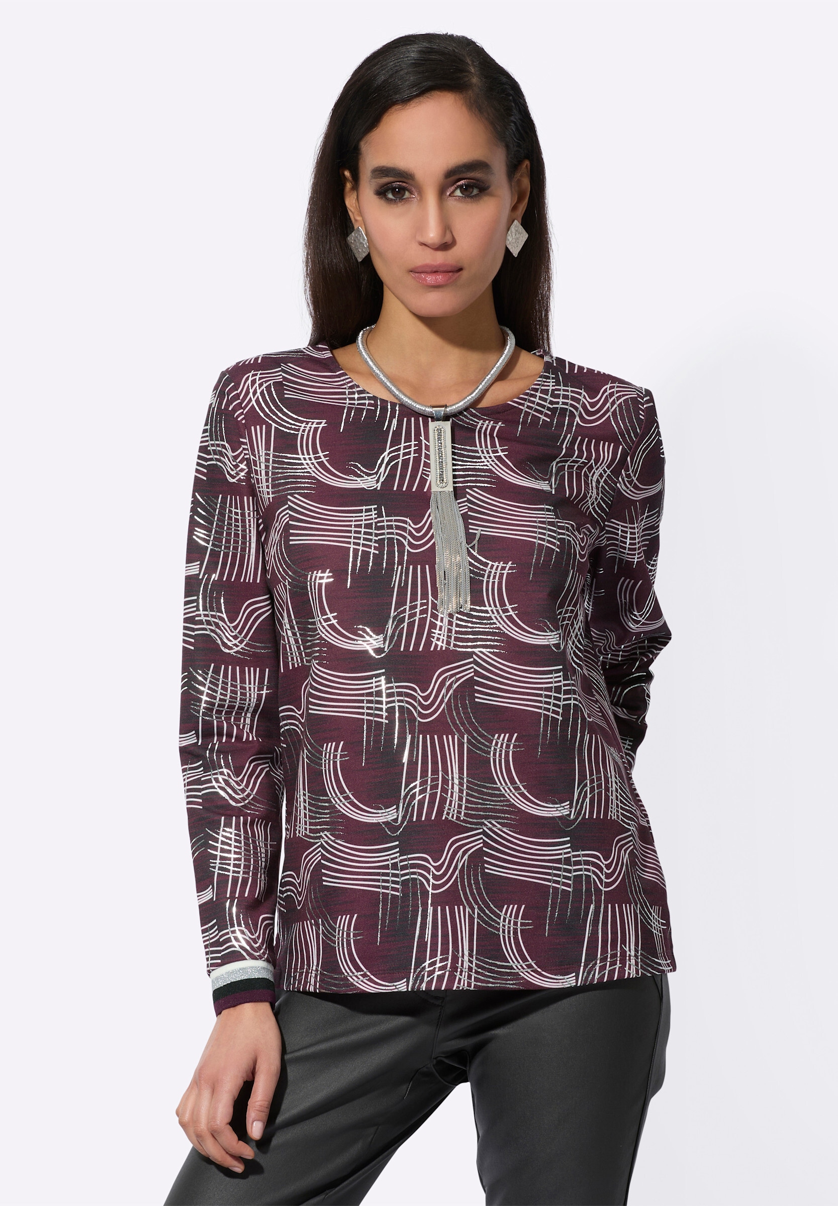 creation L T-Shirt »Druck-Shirt Shirt mit silberfarbigem Druck«