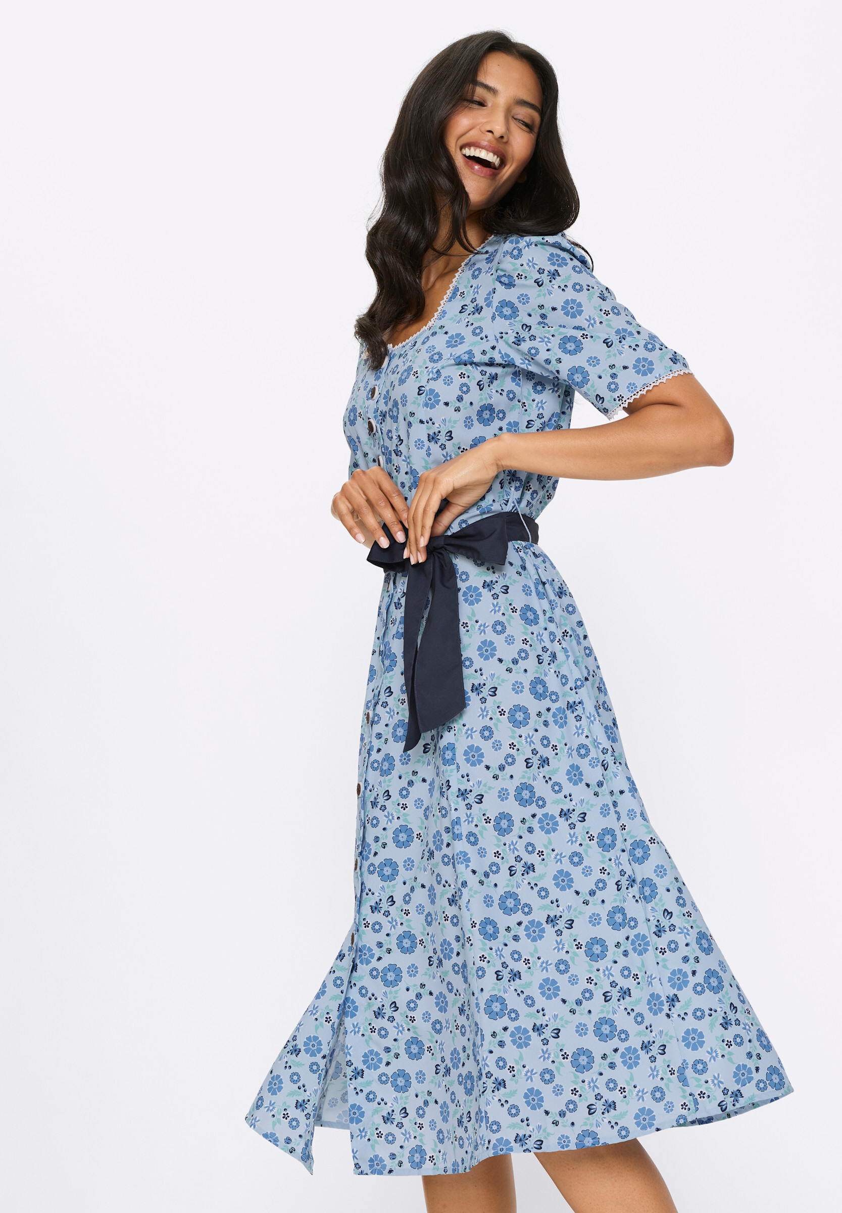 Sieh an! Trachtenkleid »Trachtenkleid Trachtenkleid mit leichten Puffärmeln« Ohne Taschen