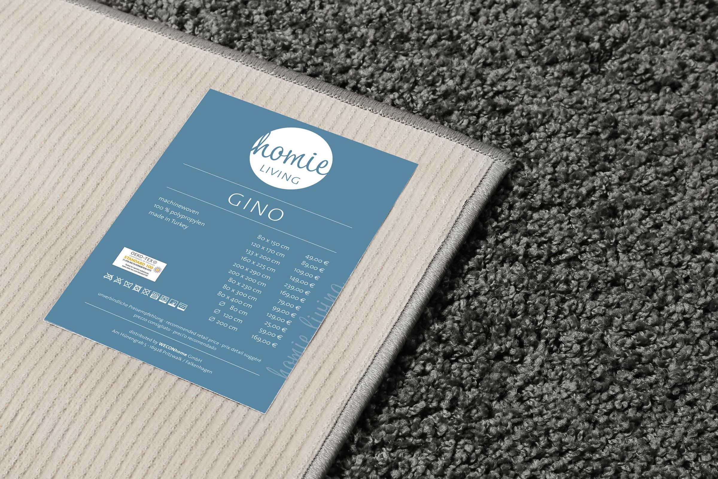 Homie Living Teppich »Gino«, rechteckig, 30 mm Höhe, Hochflor, gewebt, weich, uni, Wohnzimmer, Schlafzimmer, waschbar
