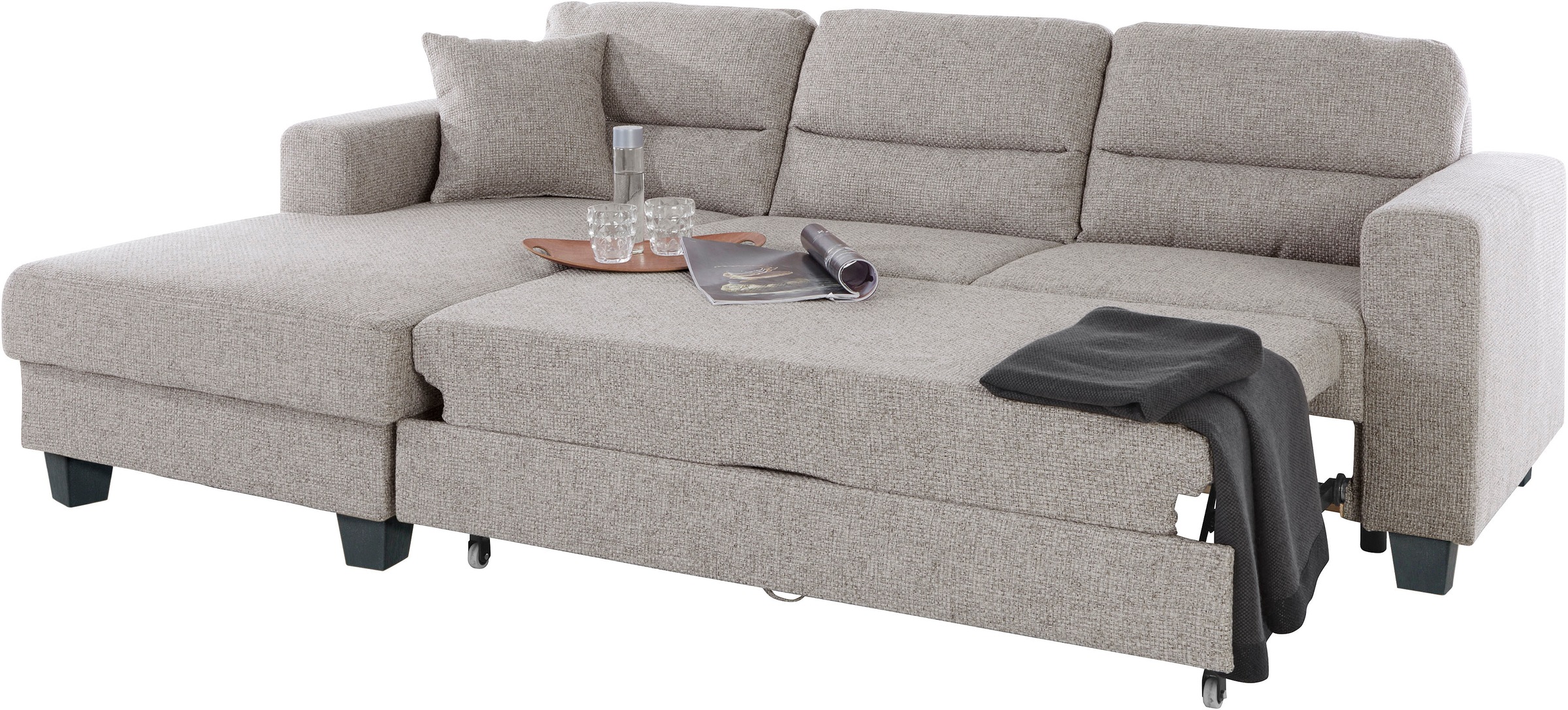 TRENDMANUFAKTUR Ecksofa »Chamber, zeitlos und modern, hoher Sitzkomfort, L-Form«, wahlweise mit Schlaffunktion