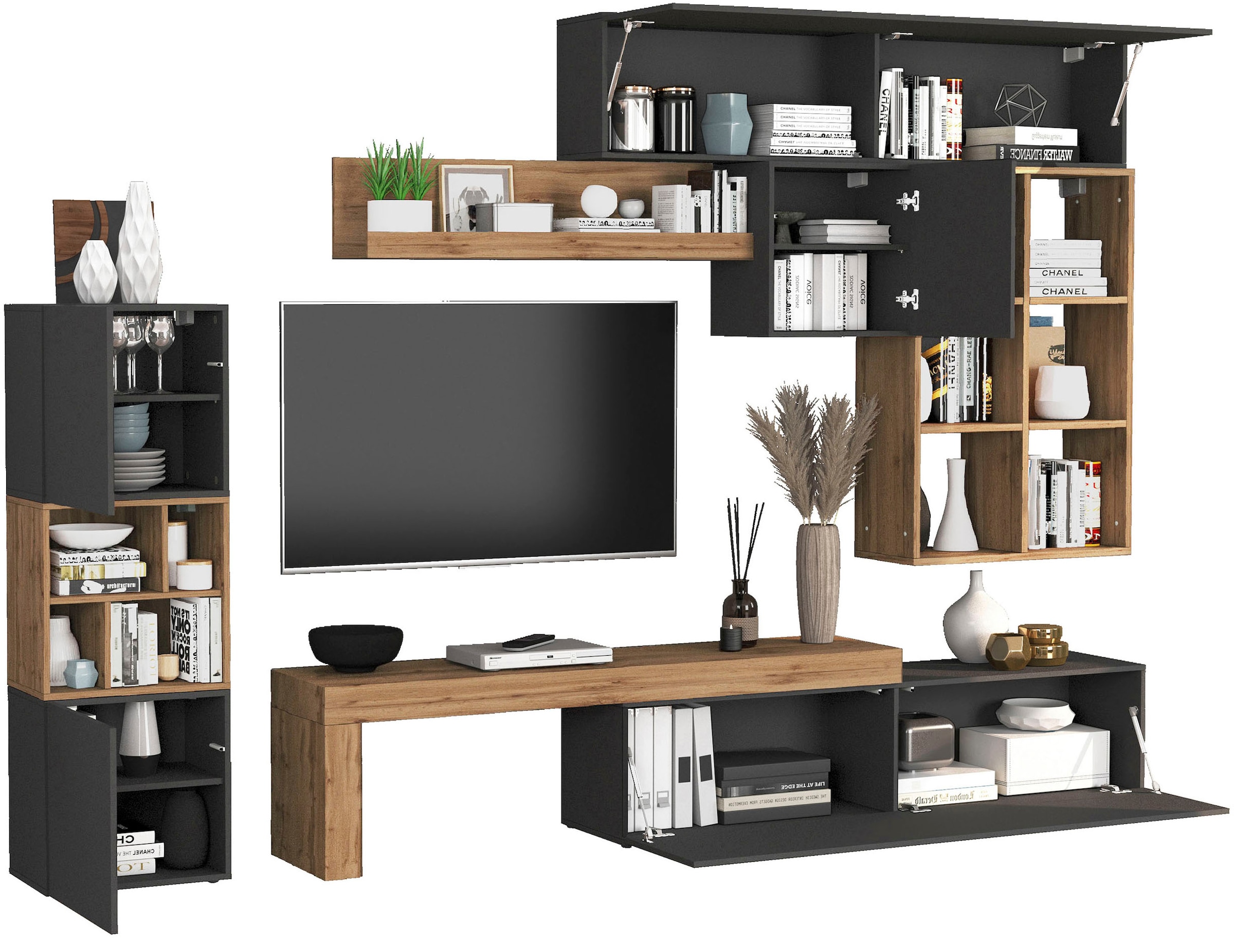 INOSIGN Wohnwand »Chronos Wohnwand, Medienwand, 8-er set« 8 Stk. tlg.