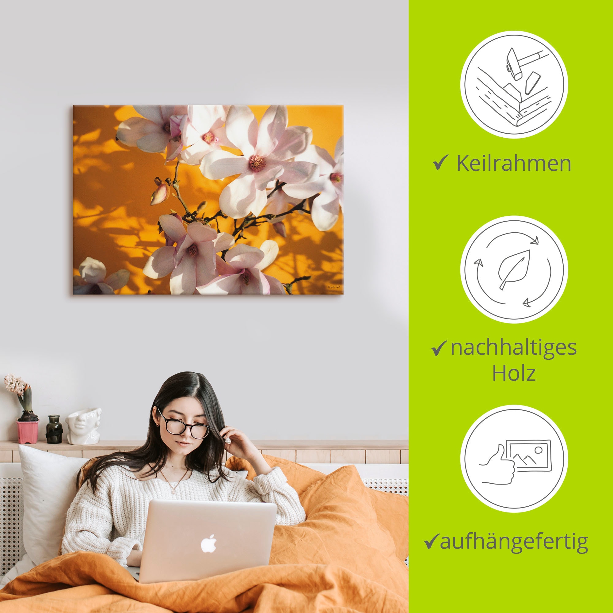 Artland Wandbild »Fotokollage Magnolie«, Blumen, (1 St.), als Leinwandbild, Poster in verschied. Größen