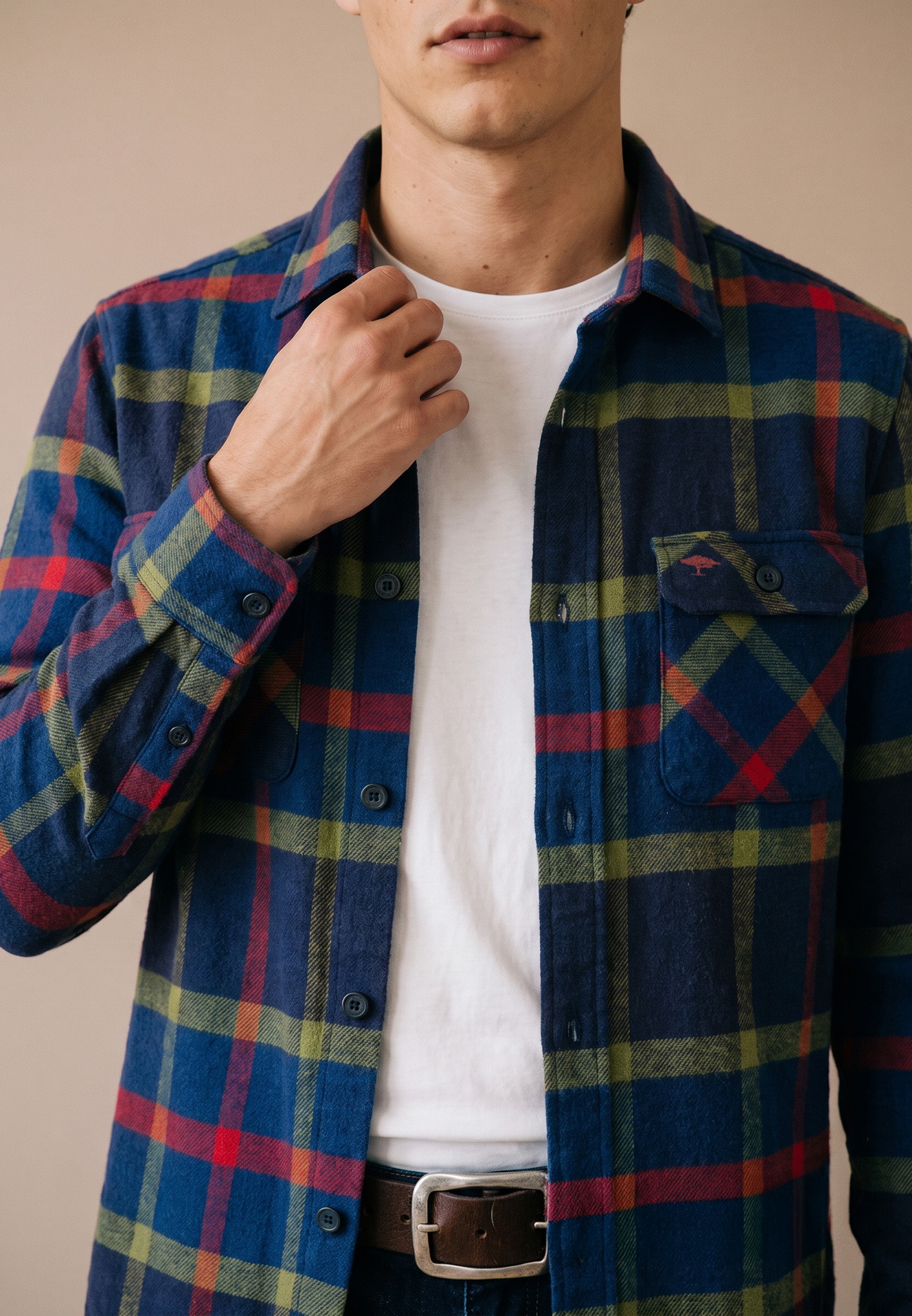 FYNCH-HATTON Hemdjacke ohne Kapuze mit Logo-Stickerei und doppelter Brusttasche