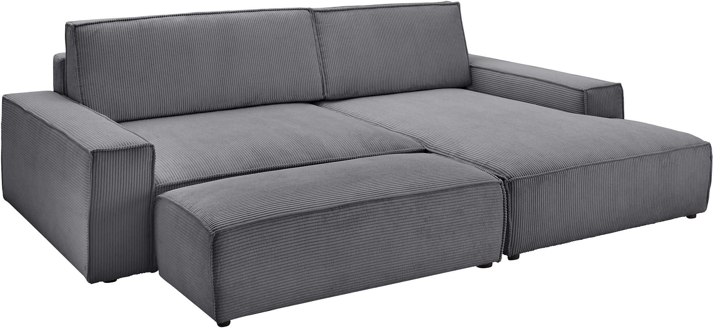 Home affaire Polsterecke »NEU: SHERWOOD XXL tief, L-Form mit Schlaffunktion, Big-Sofa mit Hocker«, (Set, 2 St.), stellbar zum Schlafsofa (Krokodilverbinder), Cord, Leinenoptik