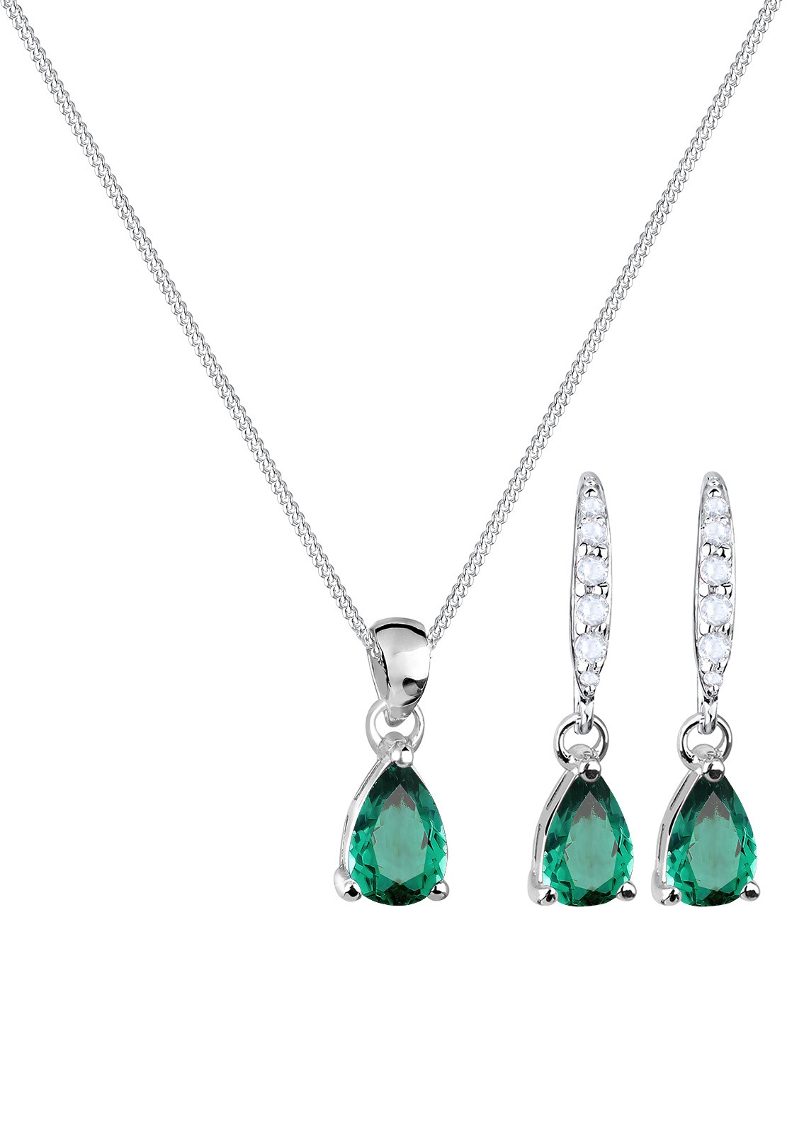 Elli Ohrring und Ketten Set »Schmuckset Kette Ohrhänger Quarz Topas 925 Silber« ()