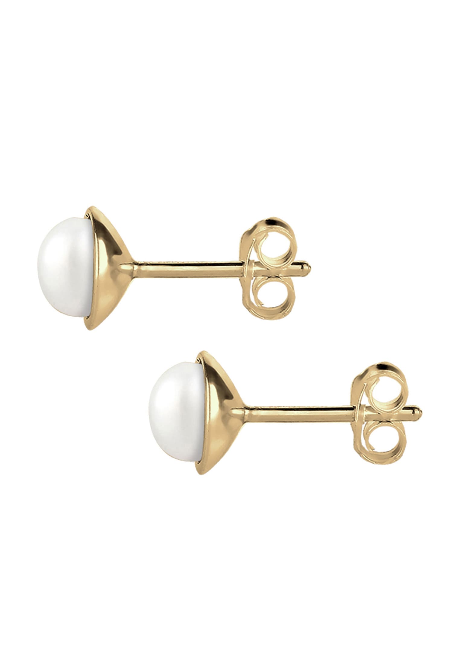 Elli Premium Paar Ohrstecker »Ohrringe Perlen Weiß 375 Gelbgold«