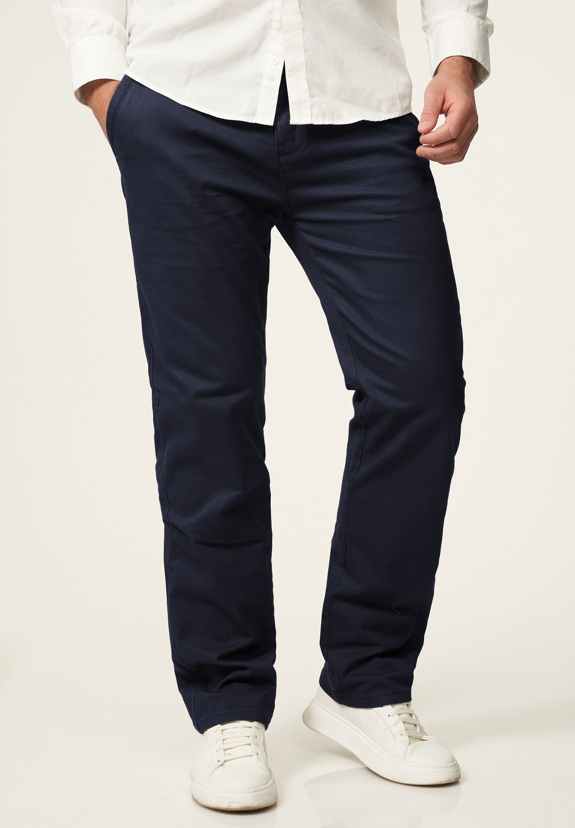 Daily Cotton Chinohose »Daily Cotton Chinohose DCDAVIE«  Herren Chino Hose Elastische Jeans Stoffhose Straight-Fit Casual
