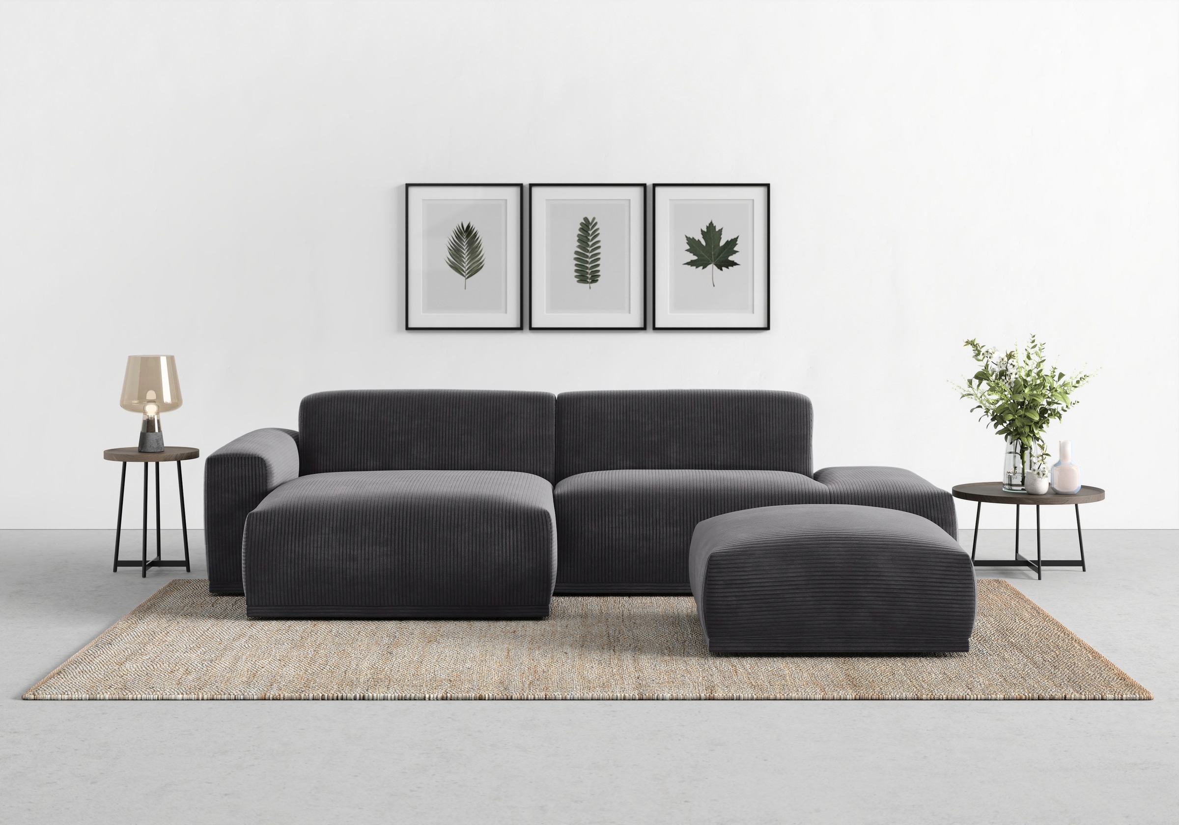 TRENDMANUFAKTUR Ecksofa »Braga, mit hochwertigem Kaltschaum, L-Form, in Cord erhältlich« modernes Sofa, Couch mit hohem Sitzkomfort, 275/72/160 cm (B/H/T)