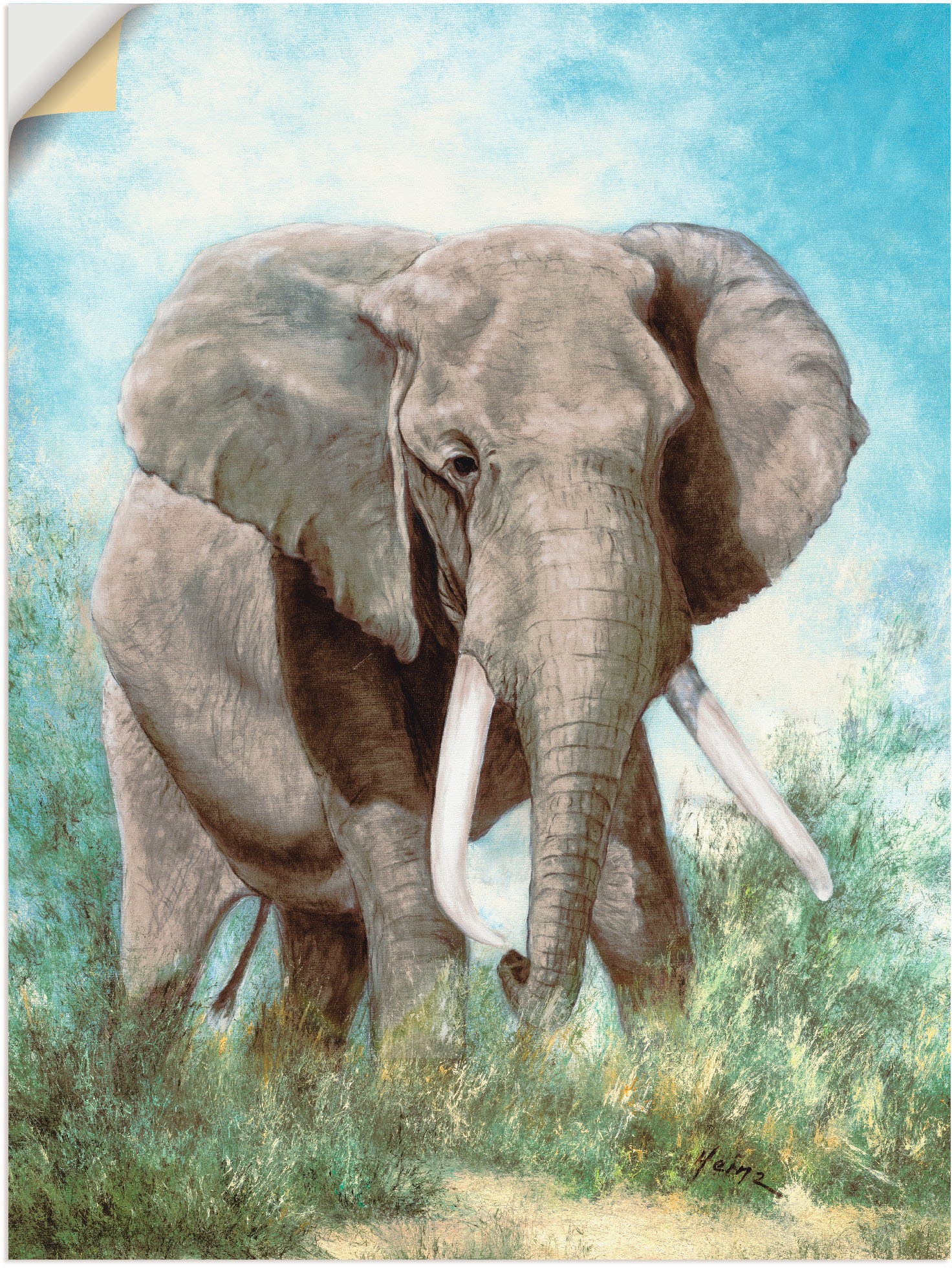 Artland Wandbild »Elefant«, Wildtiere, (1 St.), in vielen Größen & Produktarten - Alubild / Outdoorbild für den Außenbereich, Leinwandbild, Poster, Wandaufkleber / Wandtattoo auch für Badezimmer geeignet