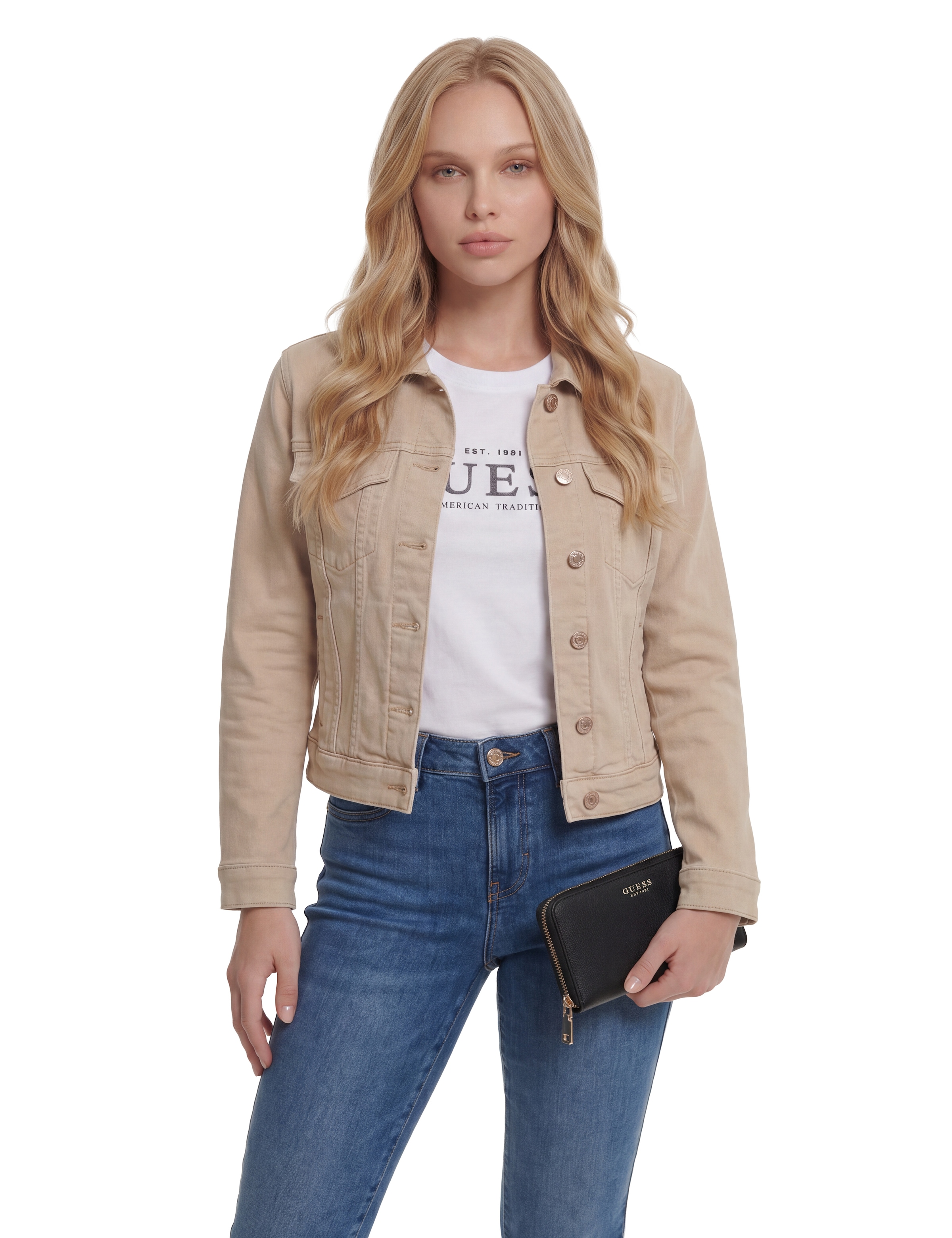 Guess Geldbörse »AMORETTE SLG LRG ZIP AROUND« Damen Portemonnaie, Geldbeutel mit edlem Logoschriftzug
