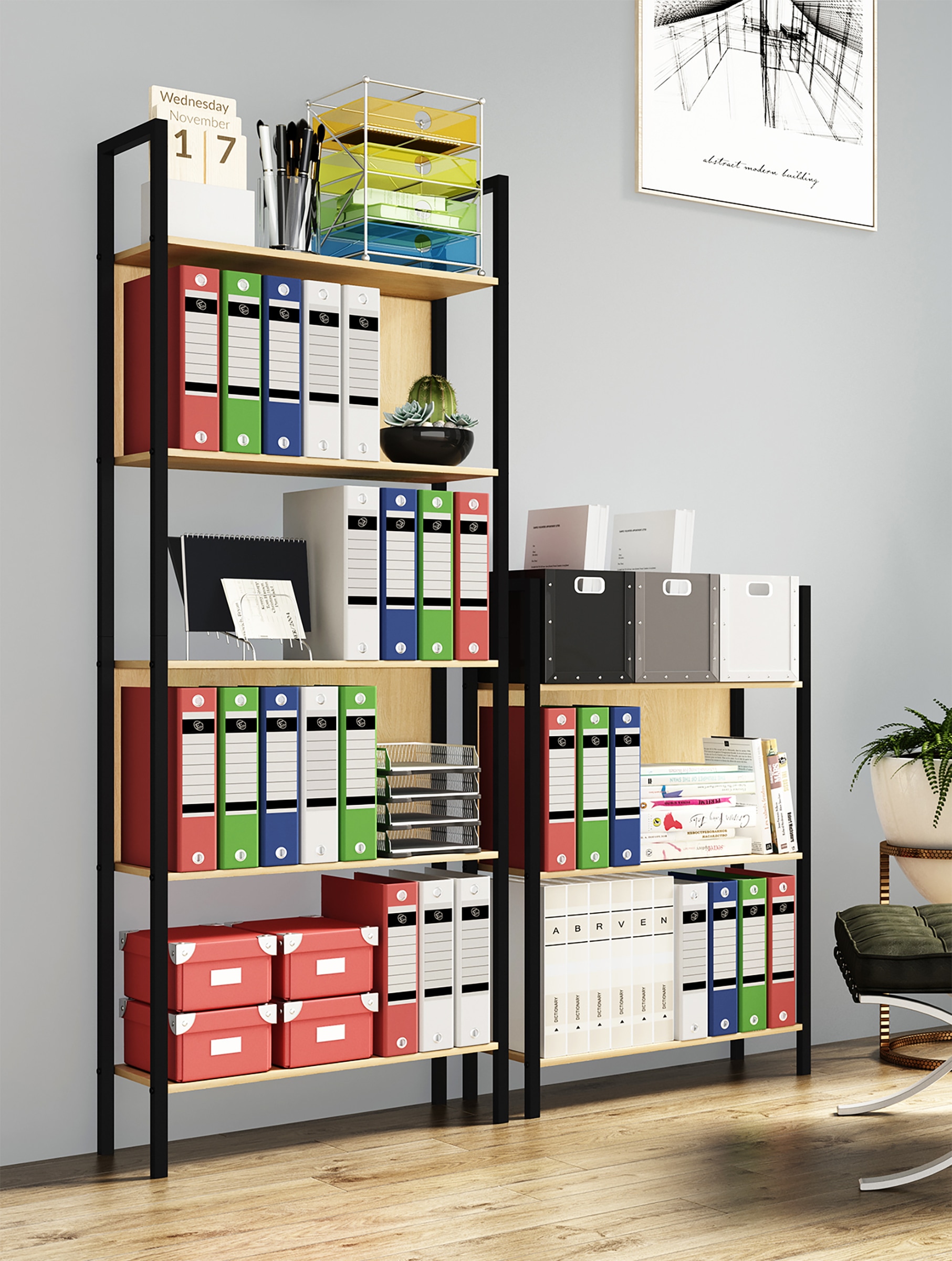 VCM Standregal »Holz Metall Stand Regal Büro Bücher Flakos 5fach«