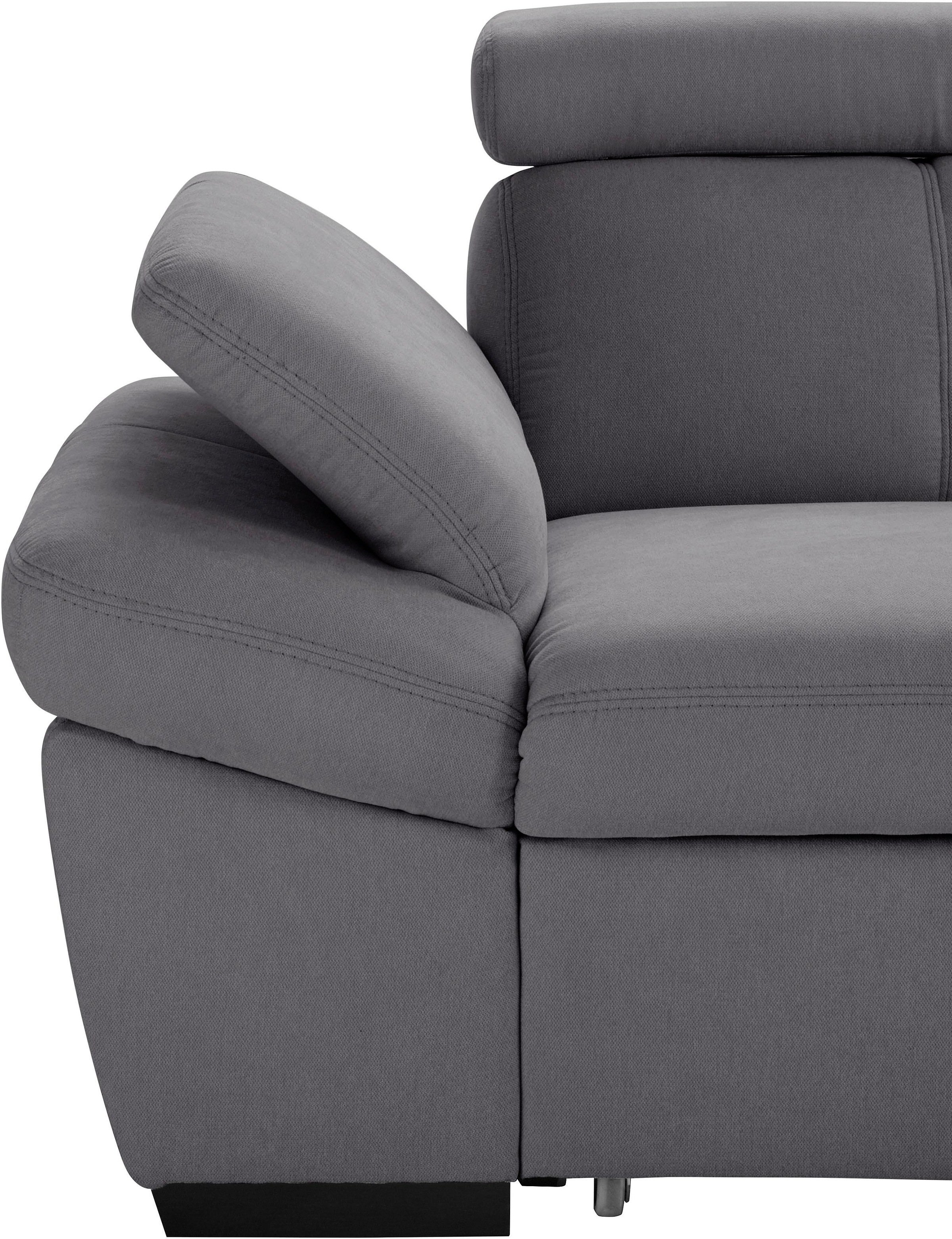 exxpo - sofa fashion Ecksofa »Salerno, inkl. Kopf- und Armteilverstellung, elegant & bequem, L-Form«, wahlweise mit Bettfunktion und Bettkasten, tolle Detailverarbeitung
