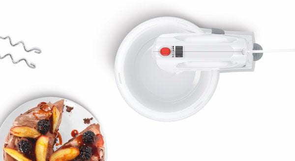 BOSCH Handmixer »CleverMixx MFQ2600W, Edelst. Besen/Knethaken, 4 Stufen, Ständer, weiß«, 375 W, Turbotaste, leichtes Gehäuse, Made in Europe