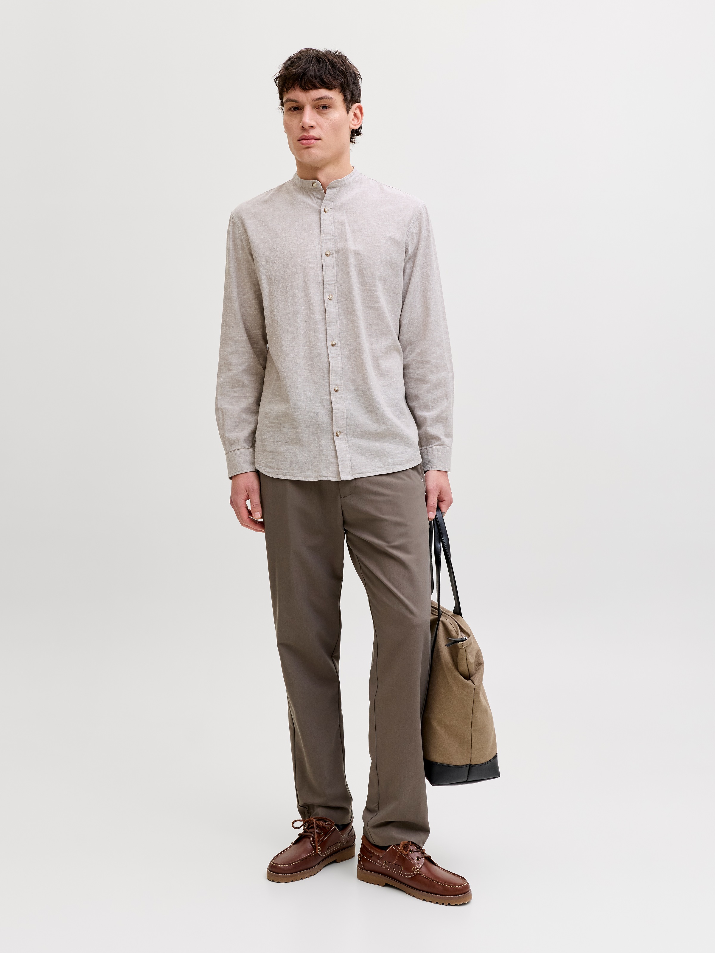 Jack & Jones Langarmhemd »JJESUMMER LINEN BLEND BAND SHIRT L/S SN« Baumwollmischung, regular fit