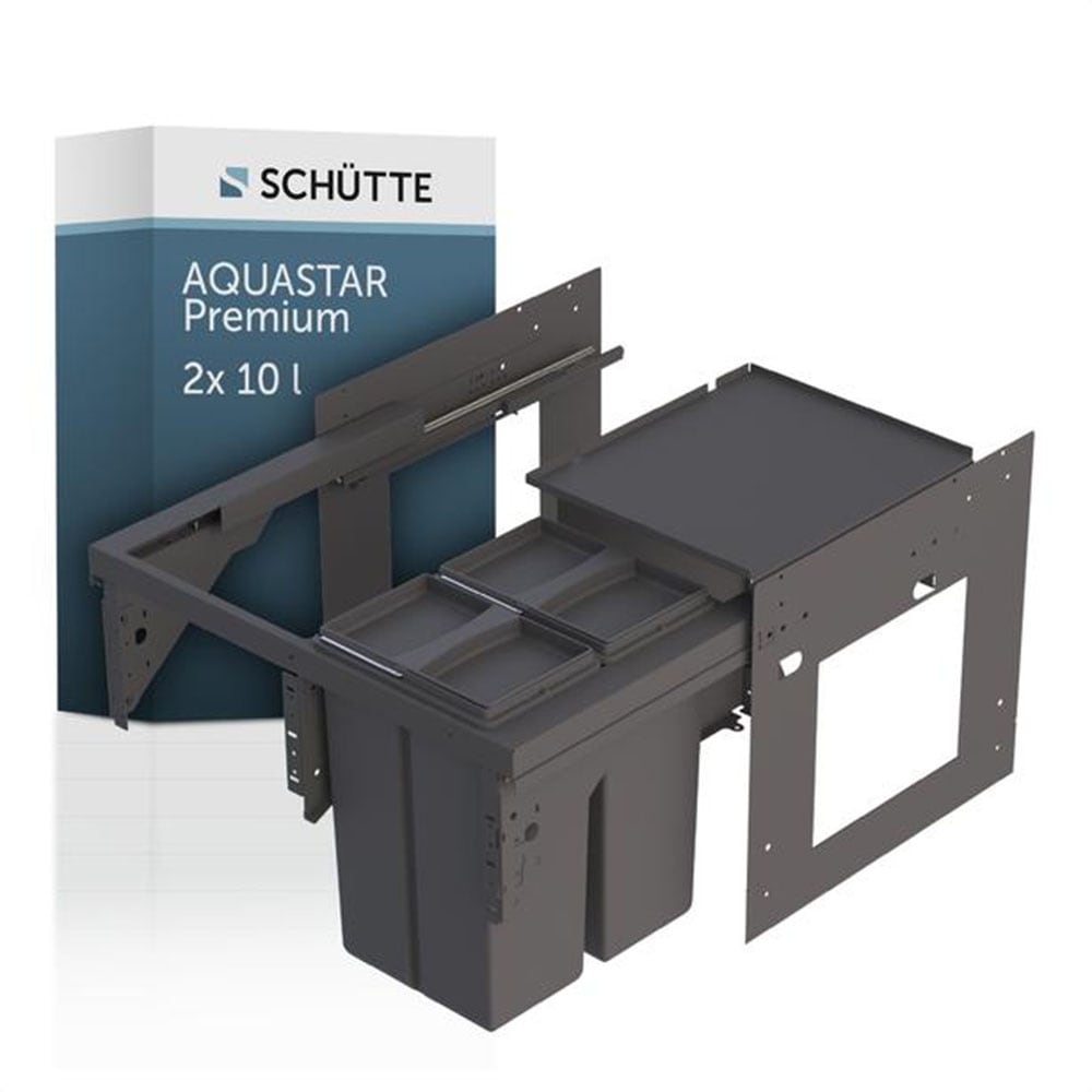 Schütte Mülltrennsystem "Aquastar" 2 Behälter zum Einbau, 60cm, 2 Fächer, Auszug, Deckel
