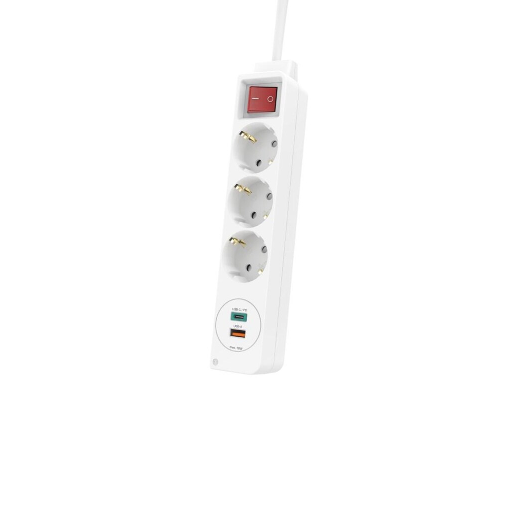 Hama Steckdosenleiste »Steckdosenleiste, 3-fach, USB-C-/USB-A-Buchse, PD/Quick Charge™«, 3-fach, (Kabellänge 140 m)
