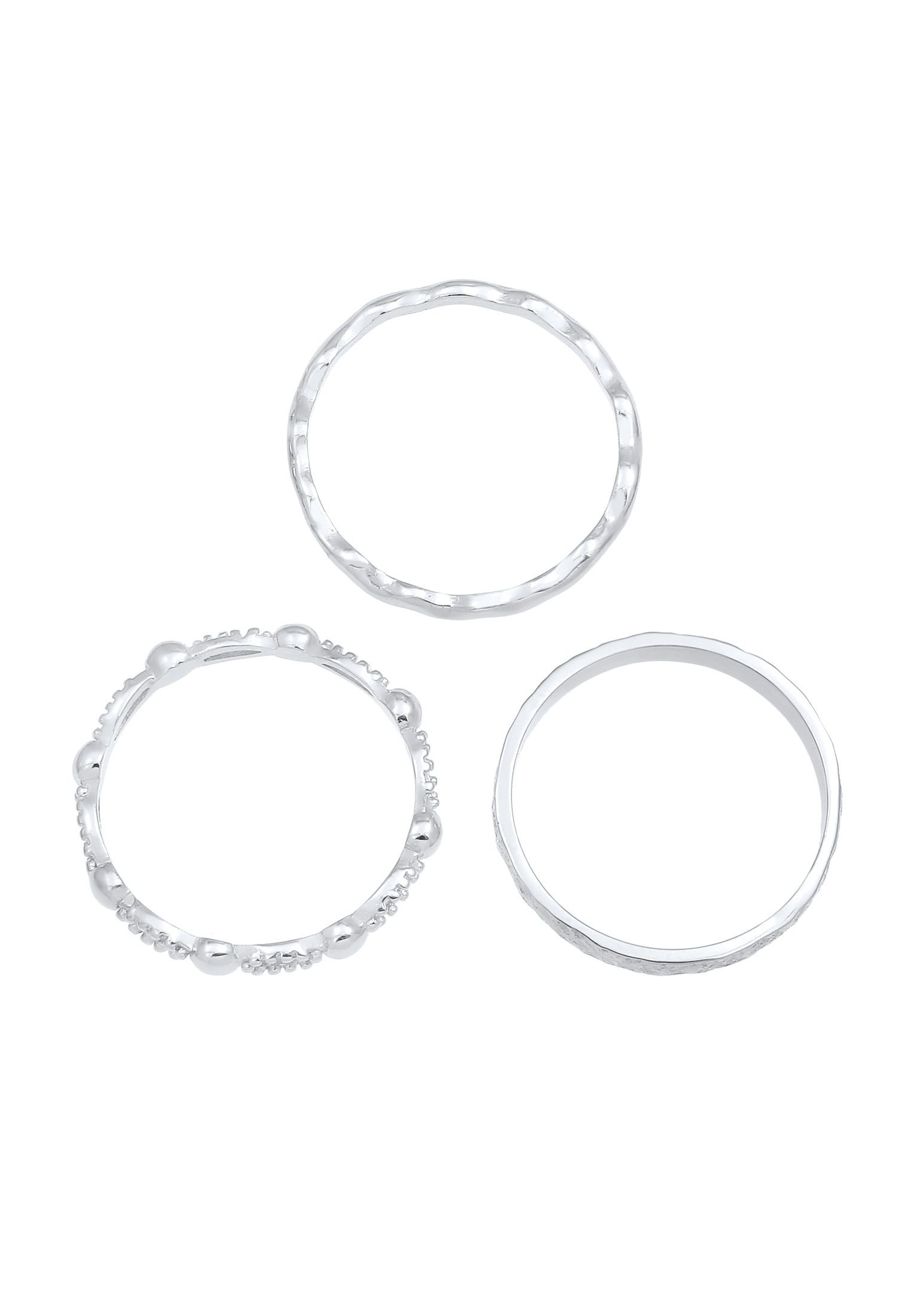 Elli Ring-Set »Ring Stabelringe Gehämmert Wellen (3 tlg.) 925 Silber«