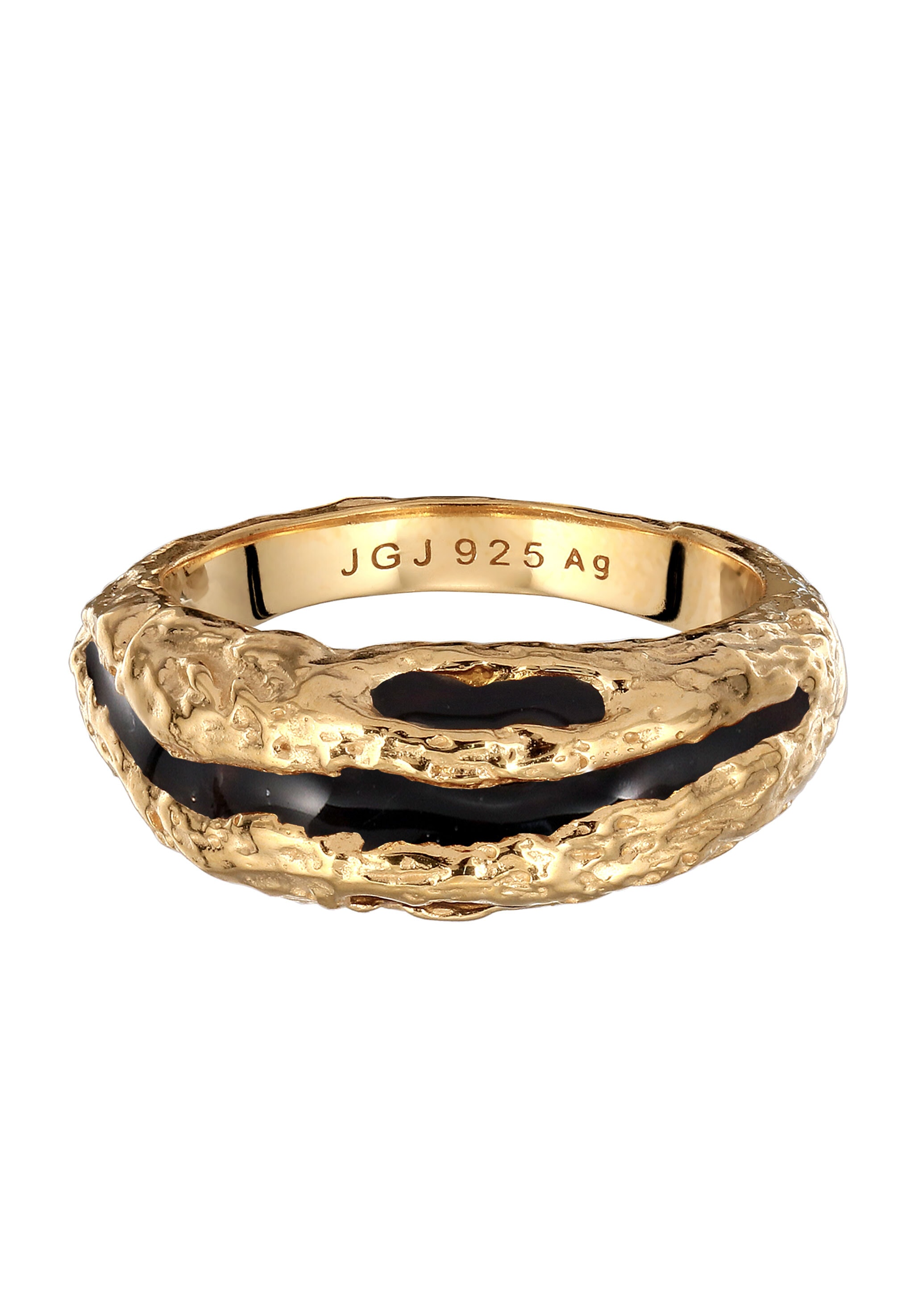 Elli Silberring »Ring Ring Organic Enamel Schwarz 925 Sterling Silber«