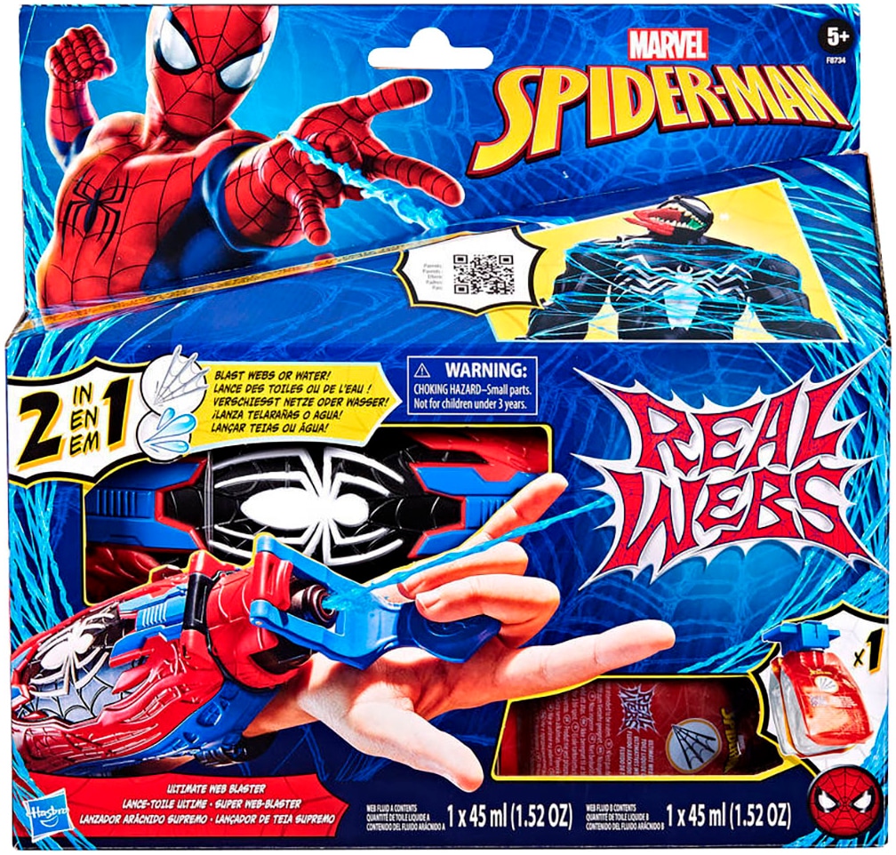 Hasbro Blaster »Marvel, Spider-Man Real Webs Super Web-Blaster«, verschießt Netze oder Wasser