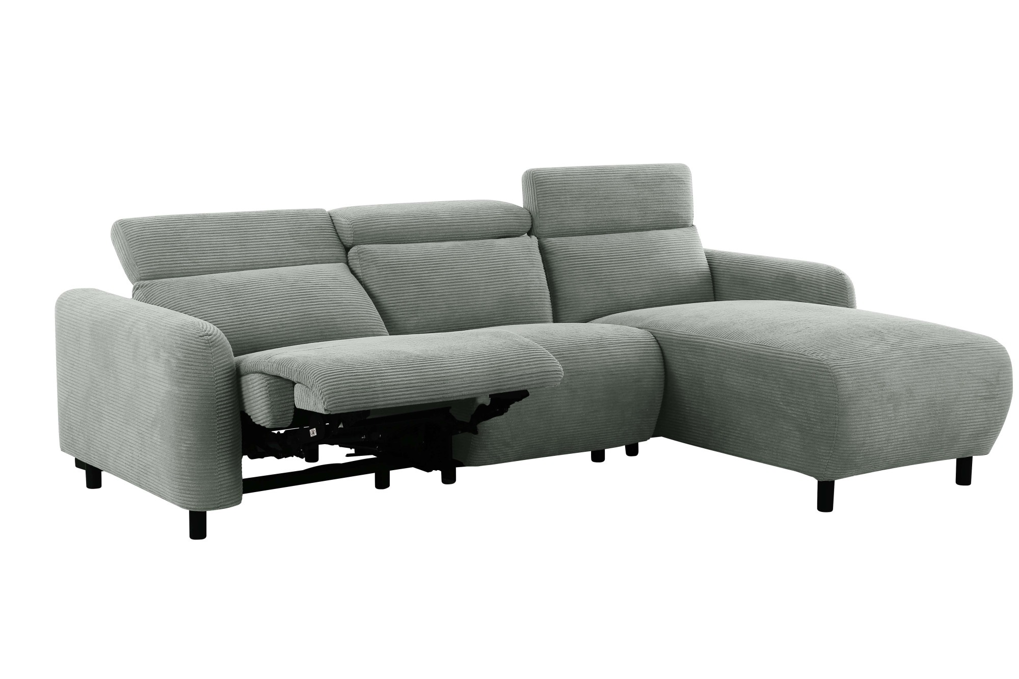 Home affaire Ecksofa »SKAANE in Cord, L-Form, 274 cm, manuelle u. elektrische Funktion,«, rundes Design, Kopfteilverstellung, Federkernpolsterung