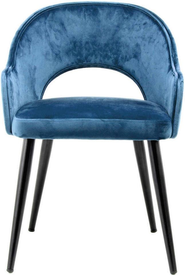 Kayoom Stuhl »Joris 110 2er-Set , einfarbiges Design,mit Retro-Charakter« (Set) 2 Stk.mit Armlehne, bequem, Halbmond-Öffnung in der Rückenlehne