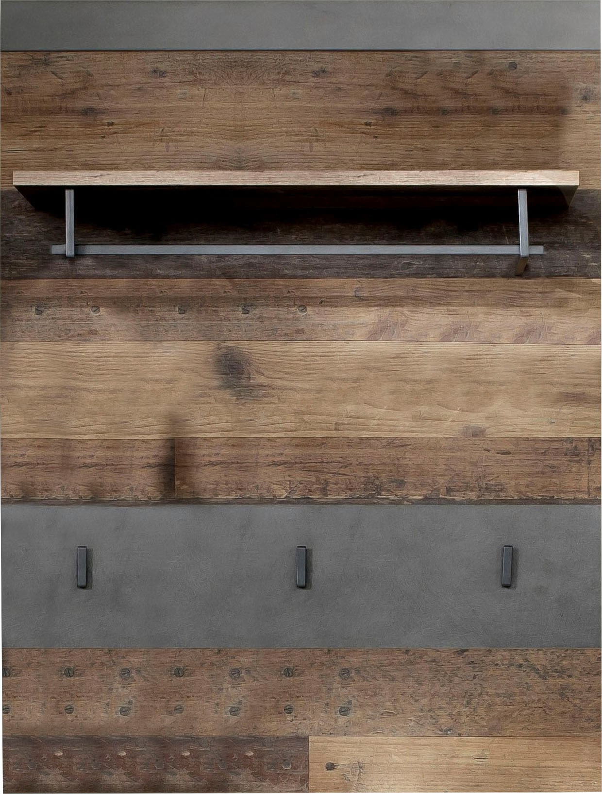 INOSIGN Garderoben-Set »Ilana«, (Set, 3 St.), Garderobenmöbel im modernen Industrial Style mit antikfarbenen Griffen