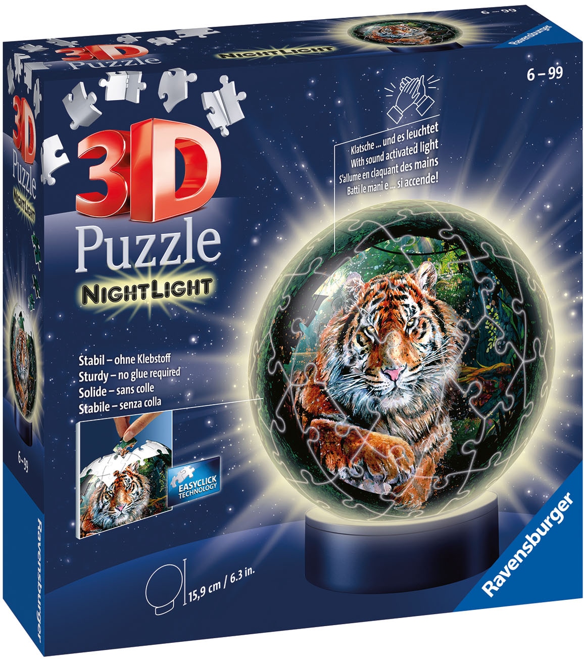 Ravensburger Puzzleball »Nachtlicht Raubkatzen«, mit Leuchtsockel inkl. LEDs