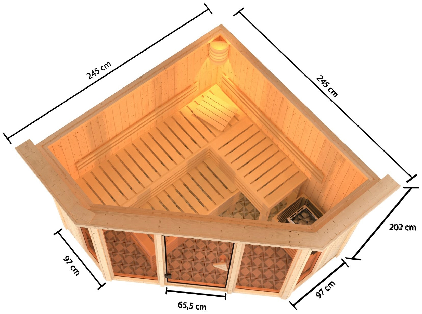 Karibu Sauna »Astrid 2« Set,  9-kW-Ofen mit integrierter Steuerung
