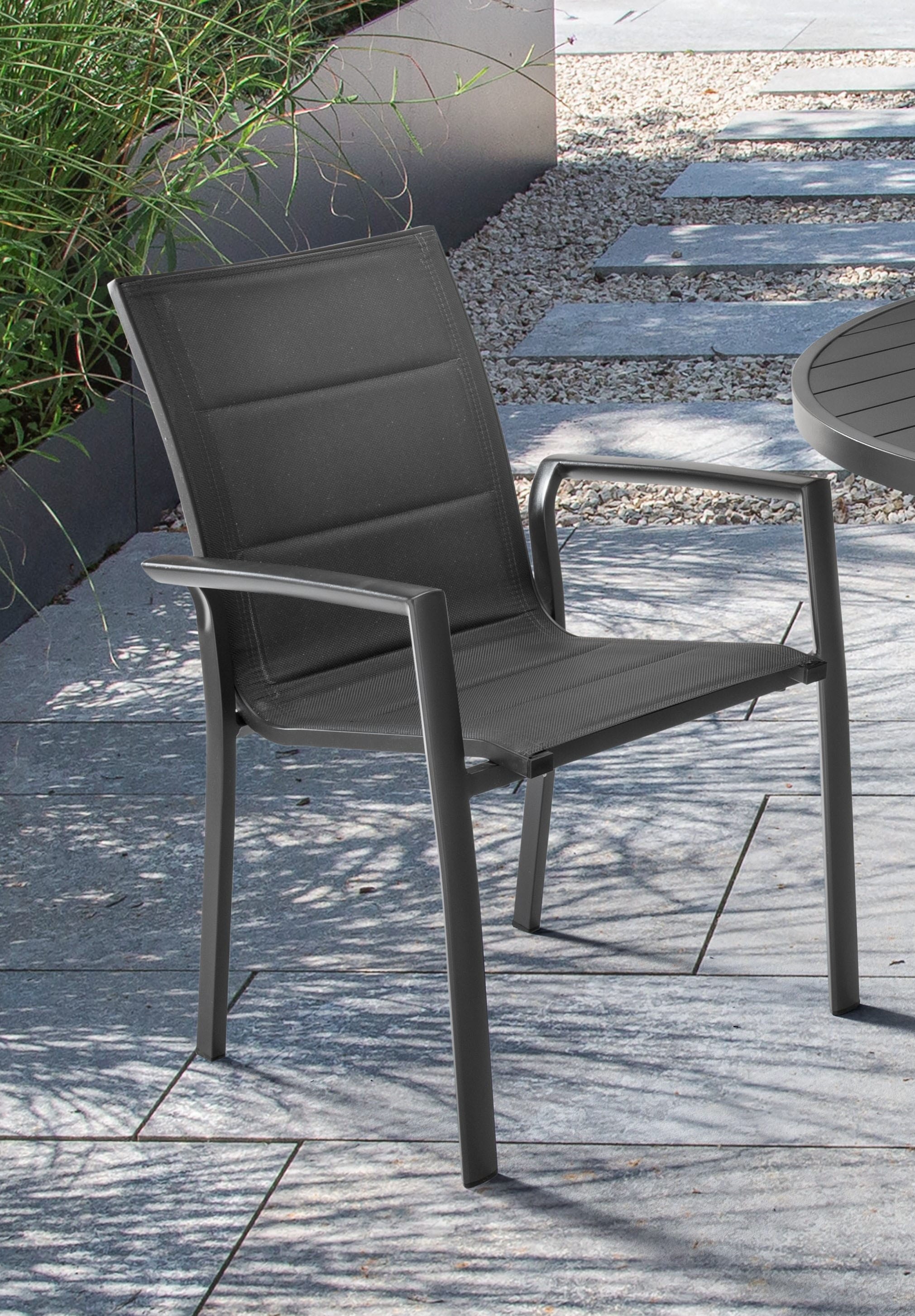 Destiny Garten-Essgruppe »COSTA ARONA«, (Set, 5 tlg.), 4 Sessel, 1 Tisch ausziehbar Ø 145/199x75cm, Aluminium