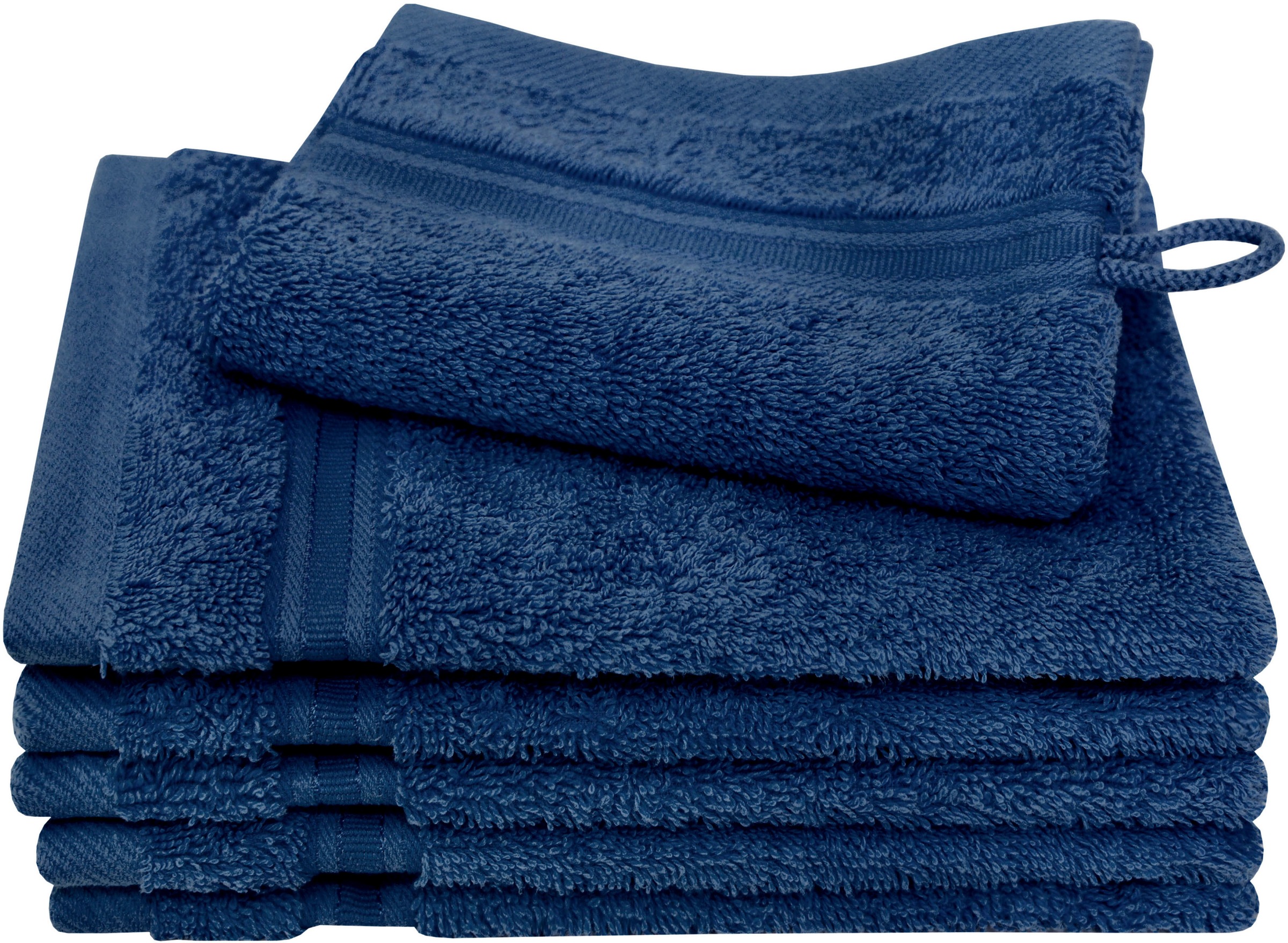 Dyckhoff Waschhandschuh »Siena« mit Bordüre in blau, Größe B/L: 16 cm x 21 cm