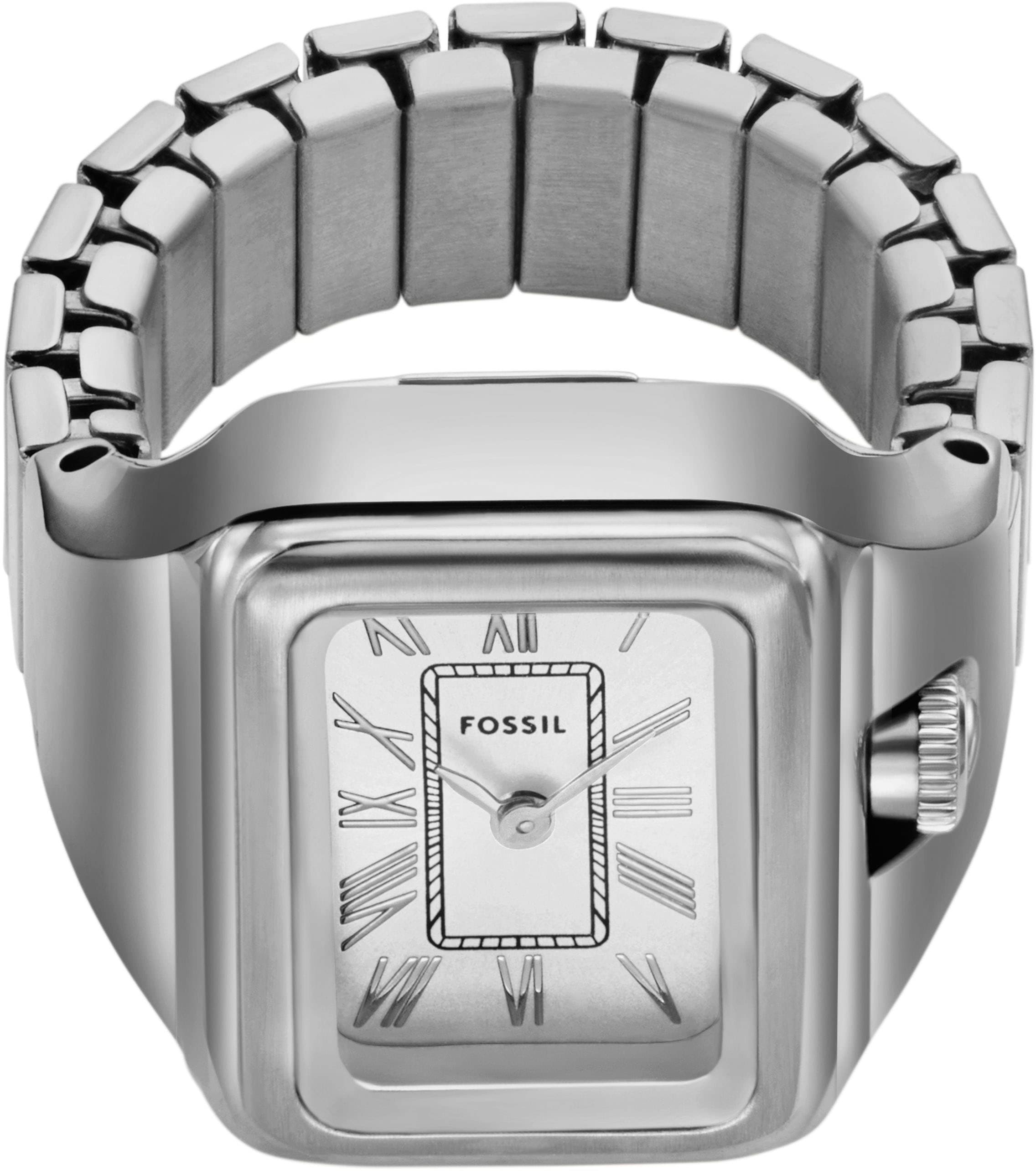 Fossil Uhrenring »RAQUEL WATCH RING«, Quarzuhr, Damenuhr, analog, Edelstahlring, Zugband