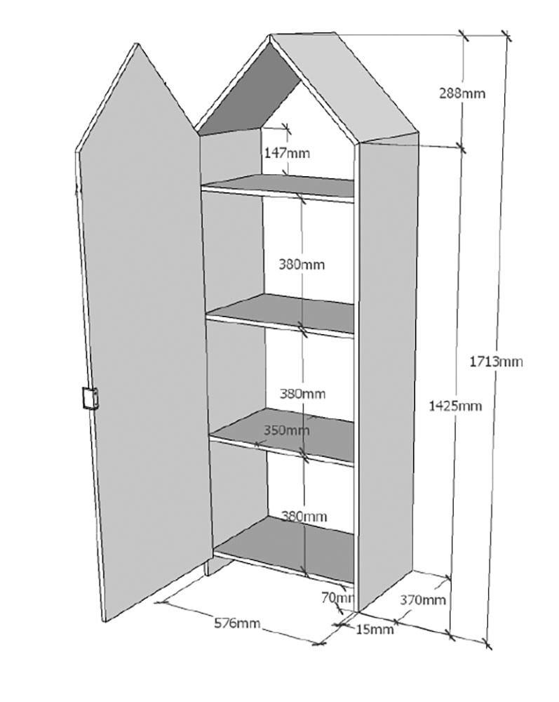 Vipack Kleiderschrank »Casami, mit trendiger Optik in zeitlosem Design« B/H/T ca. 57,6x171,3x37cm, Fronten in verschiedenen Farben erhältlich,  variable Innenausstattung und viel Stauraum