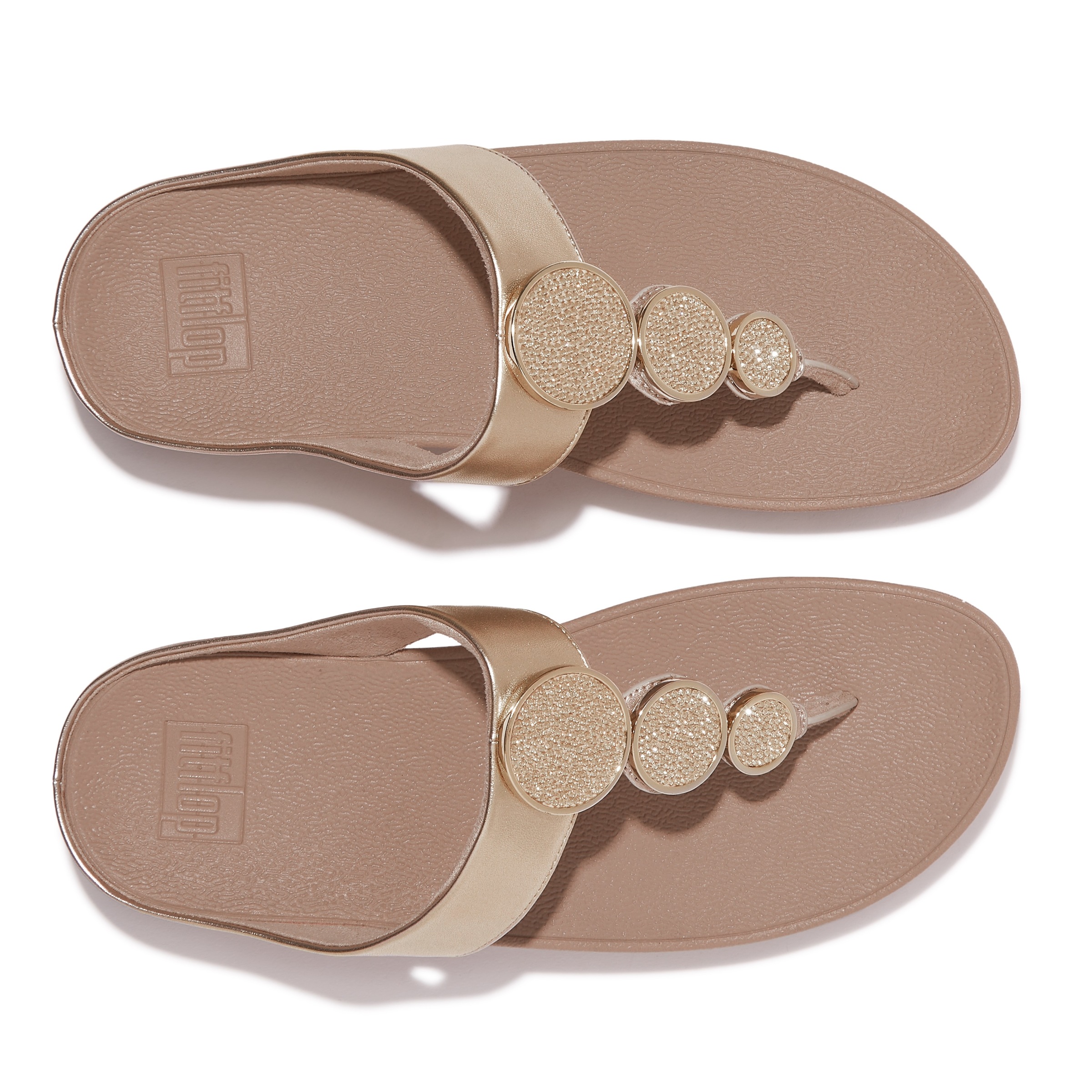 Fitflop Dianette »HALO BEAD-CIRCLE METALLIC TOE-POST SANDALS«, Pool Slides, Pantolette mit dämpfender Zwischensohlentechnologie
