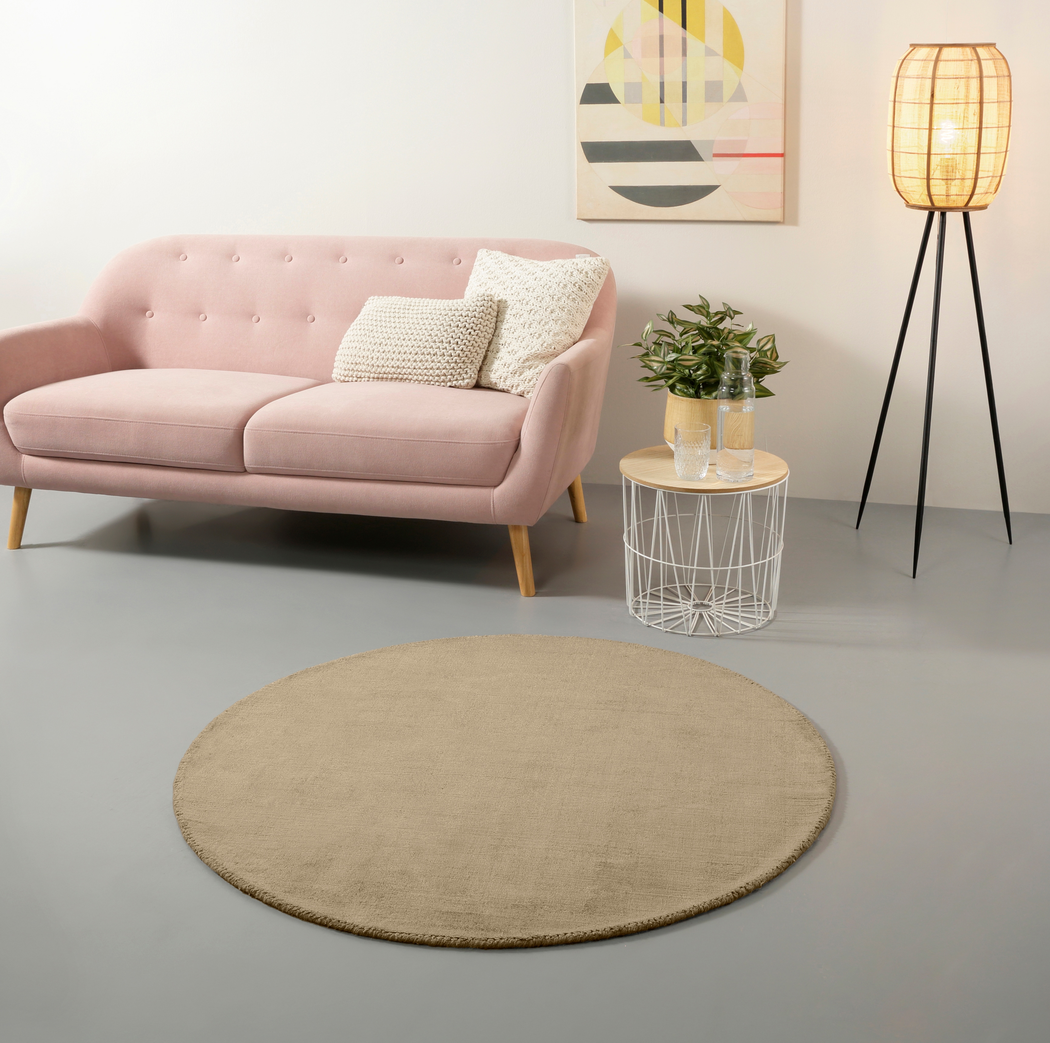 My Home Teppich »Shirley, handgewebter Viskose-Teppich, farblich changierend« rund 12 mm Höhe Handweb Teppiche, Wohnzimmer, Schlafzimmer, Esszimmer...