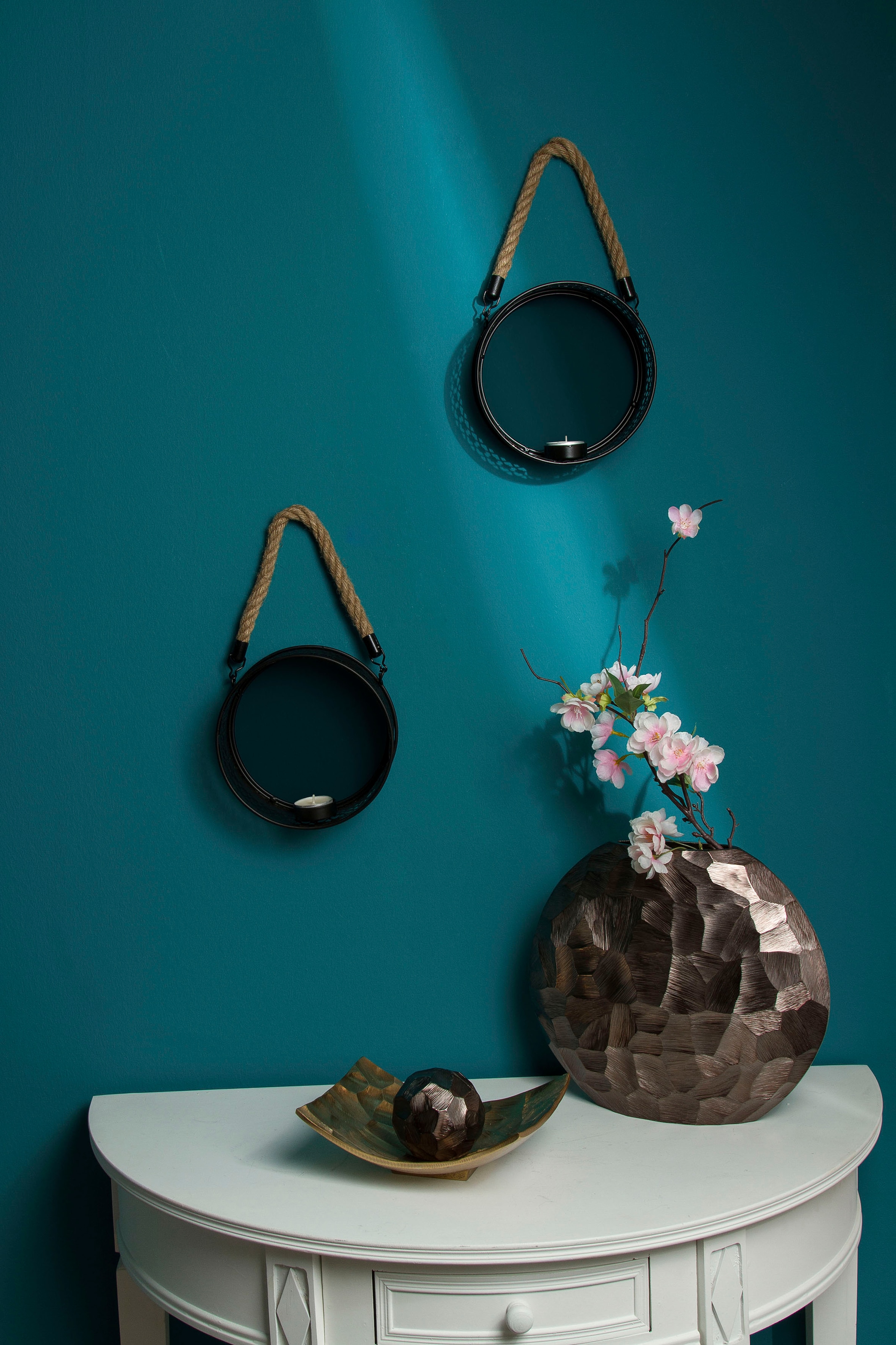 Myflair Möbel & Accessoires Spiegelwandblaker »Anandi, schwarz« Landhaus, rund