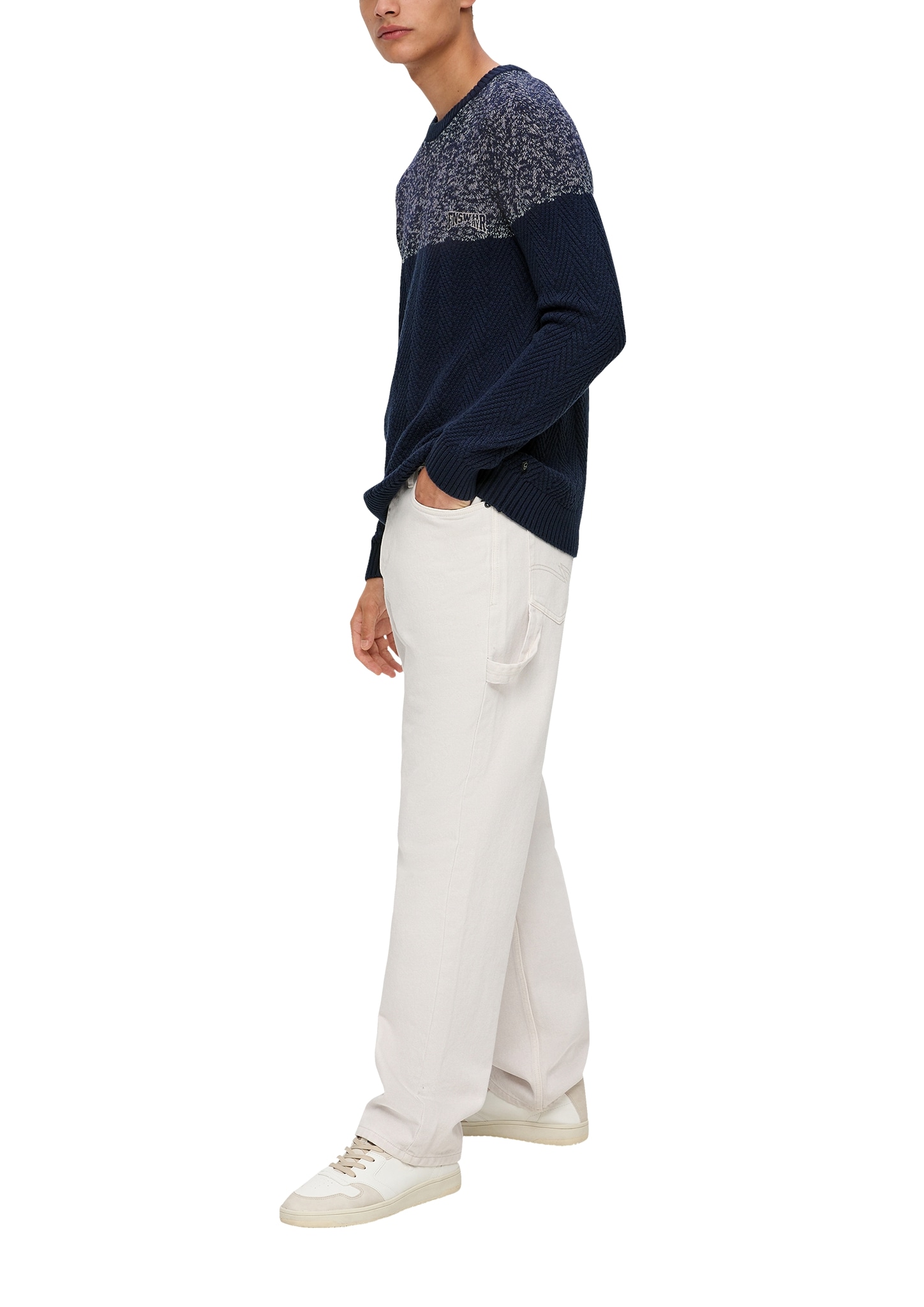 QS Strickpullover, in Colorblock-Optik