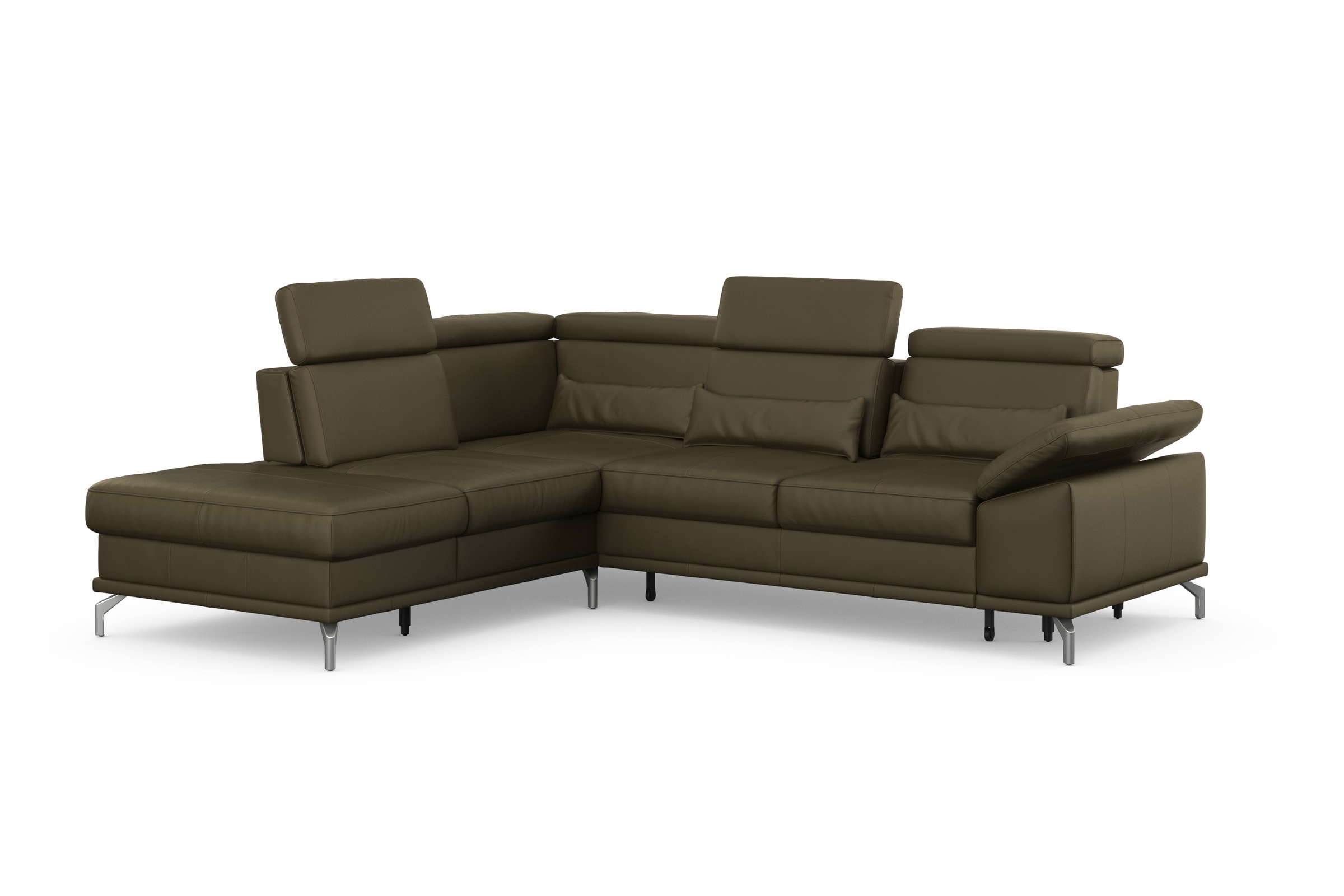 sit&more Ecksofa »Cabrio L-Form, B: 274 cm, mit Sitztiefen-, Arm- & Kopfteilverstellung«, 3 Nierenkissen, Federkern, optional Bettfunktion und Stauraum