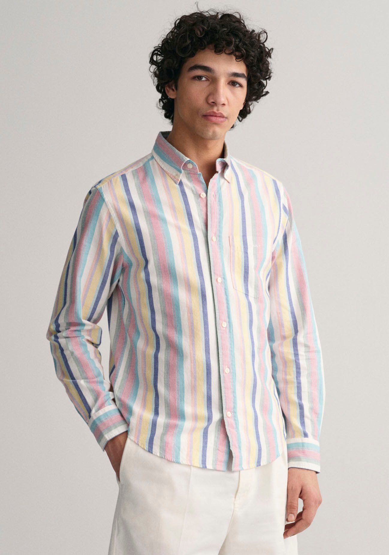 Gant Streifenhemd »REG UT OXFORD MULTI STRIPE SHIRT«, in angenehmen  Pastellfarben online kaufen bei OTTO