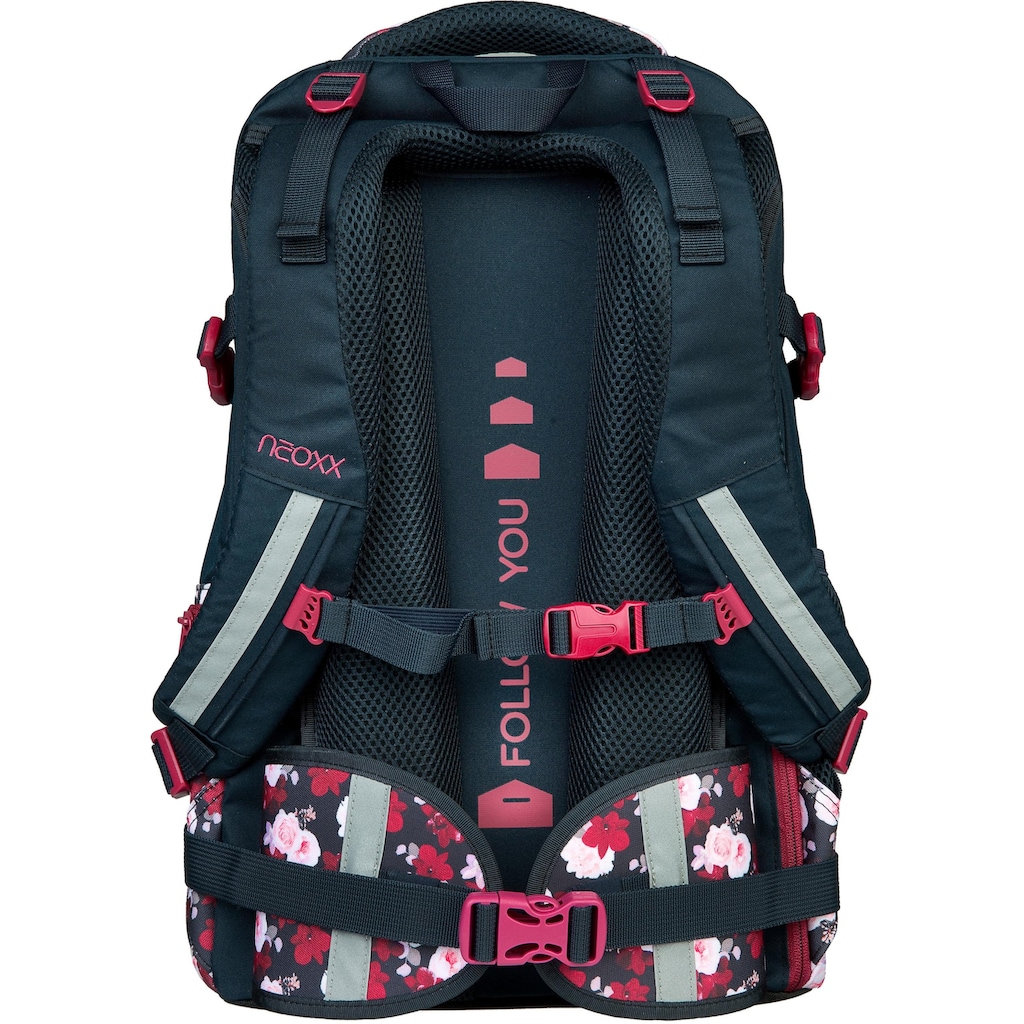 neoxx Schulrucksack »Active, My Heart Blooms«, reflektierende Details