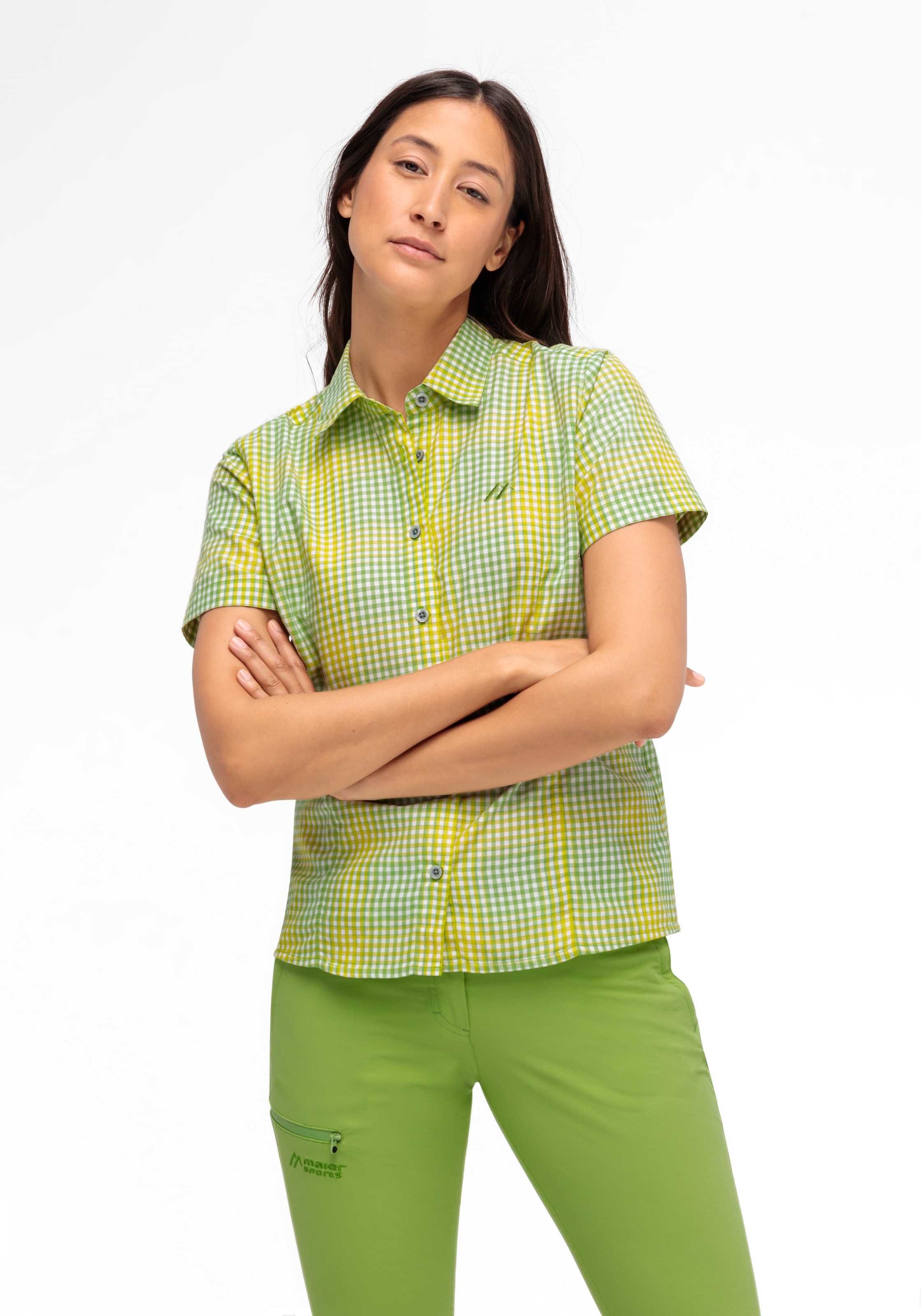 Maier Sports Funktionsbluse »Philina« Damen Bluse, leichte Kurzarmbluse, Blusen-Shirt, Karobluse, Reg Fit