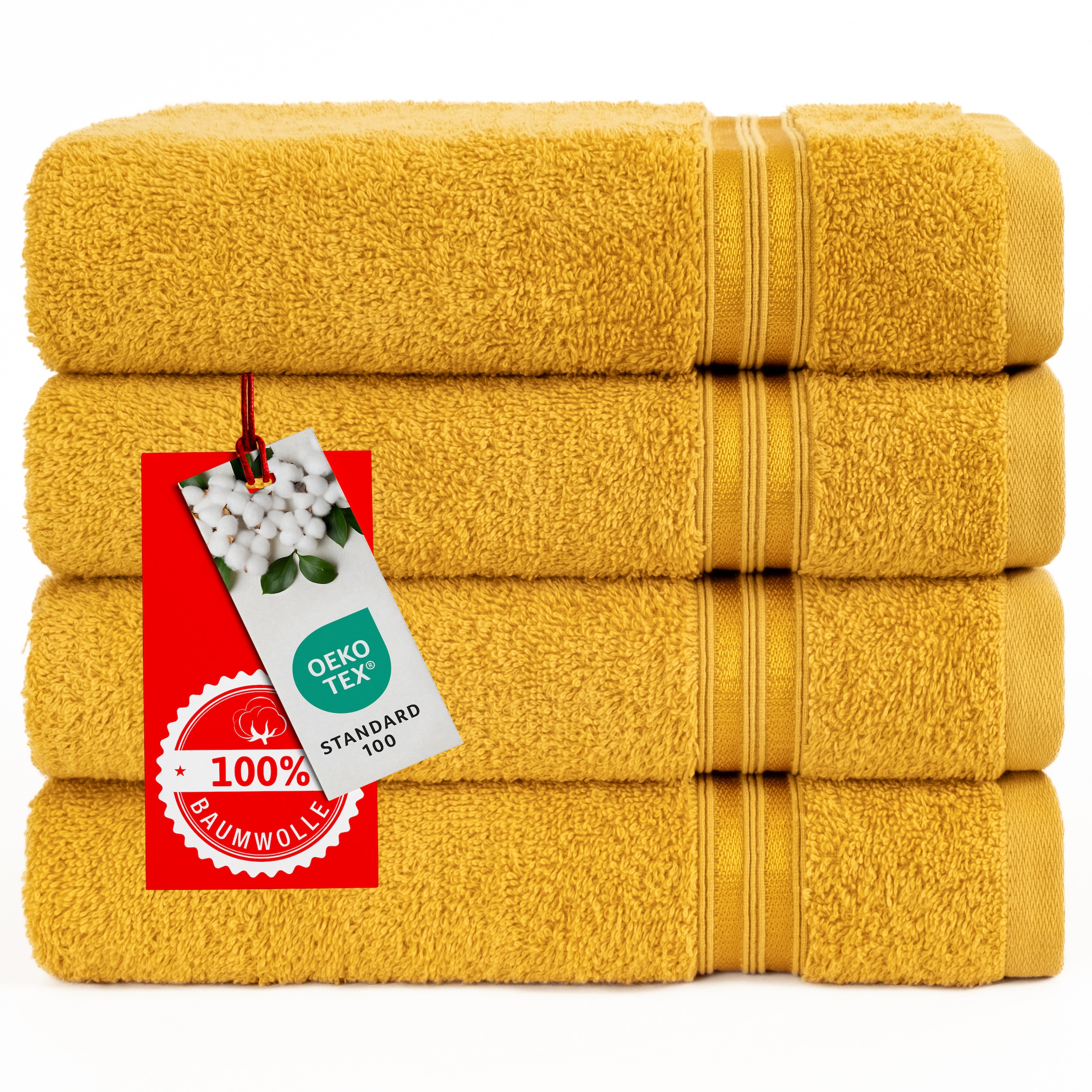HAMMETEX Handtuch Set »4er Set Handtücher 50x100 cm, 100% Baumwolle, Weich & Saugstark«, (Set, 4 St., 4), mit Bordüre, einfarbig, weich