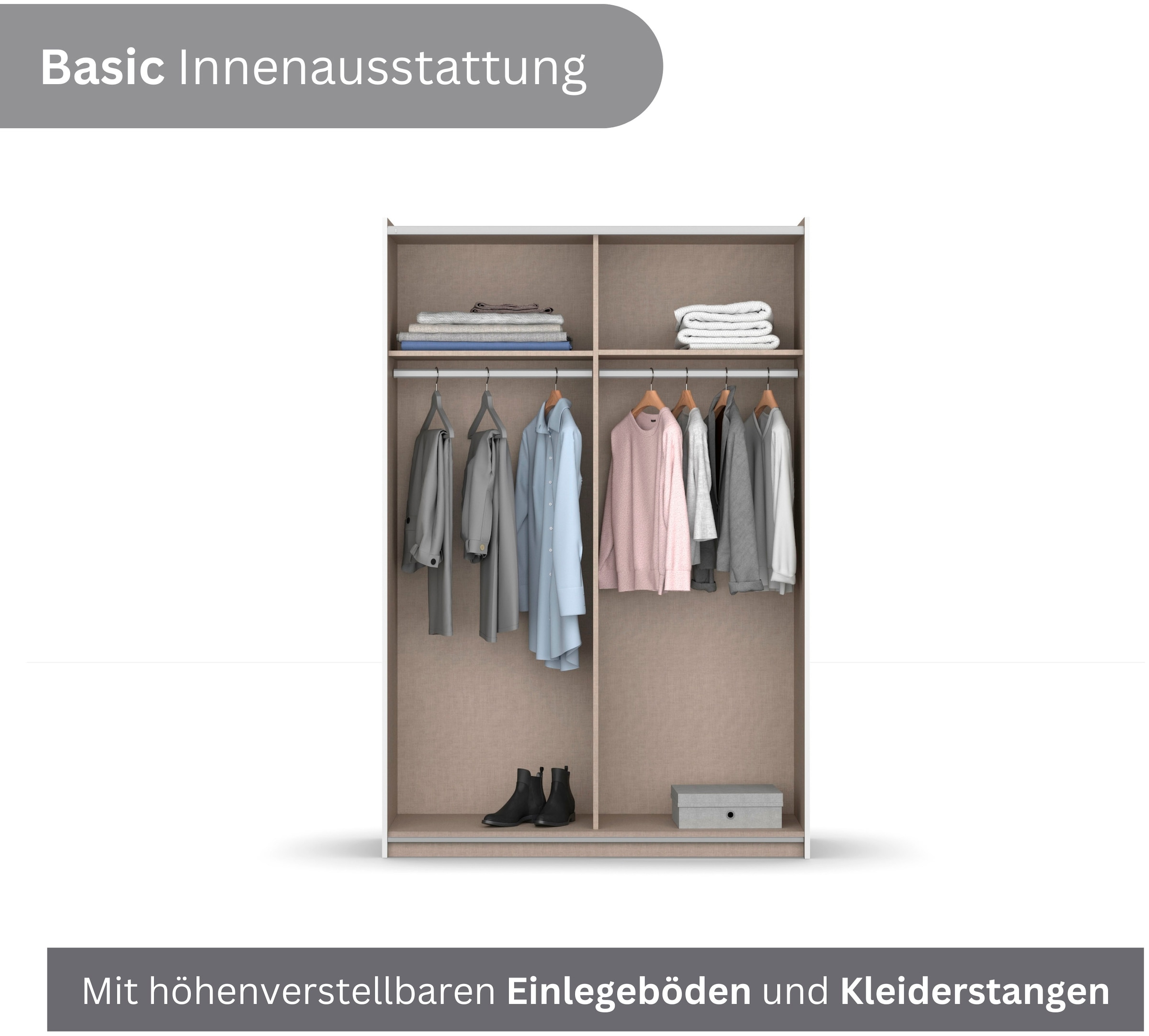 rauch Kleiderschrank »Kleiderschrank Drehtürenschrank Schrank Garderobe KRONACH TOPSELLER« in 3 Ausstattungen BASIC/CLASSIC/PREMIUM, Breiten 131/175/218/261 cm,  optional ohne, mit 1 oder 2 Spiegel, viel Stauraum MADE IN GERMANY