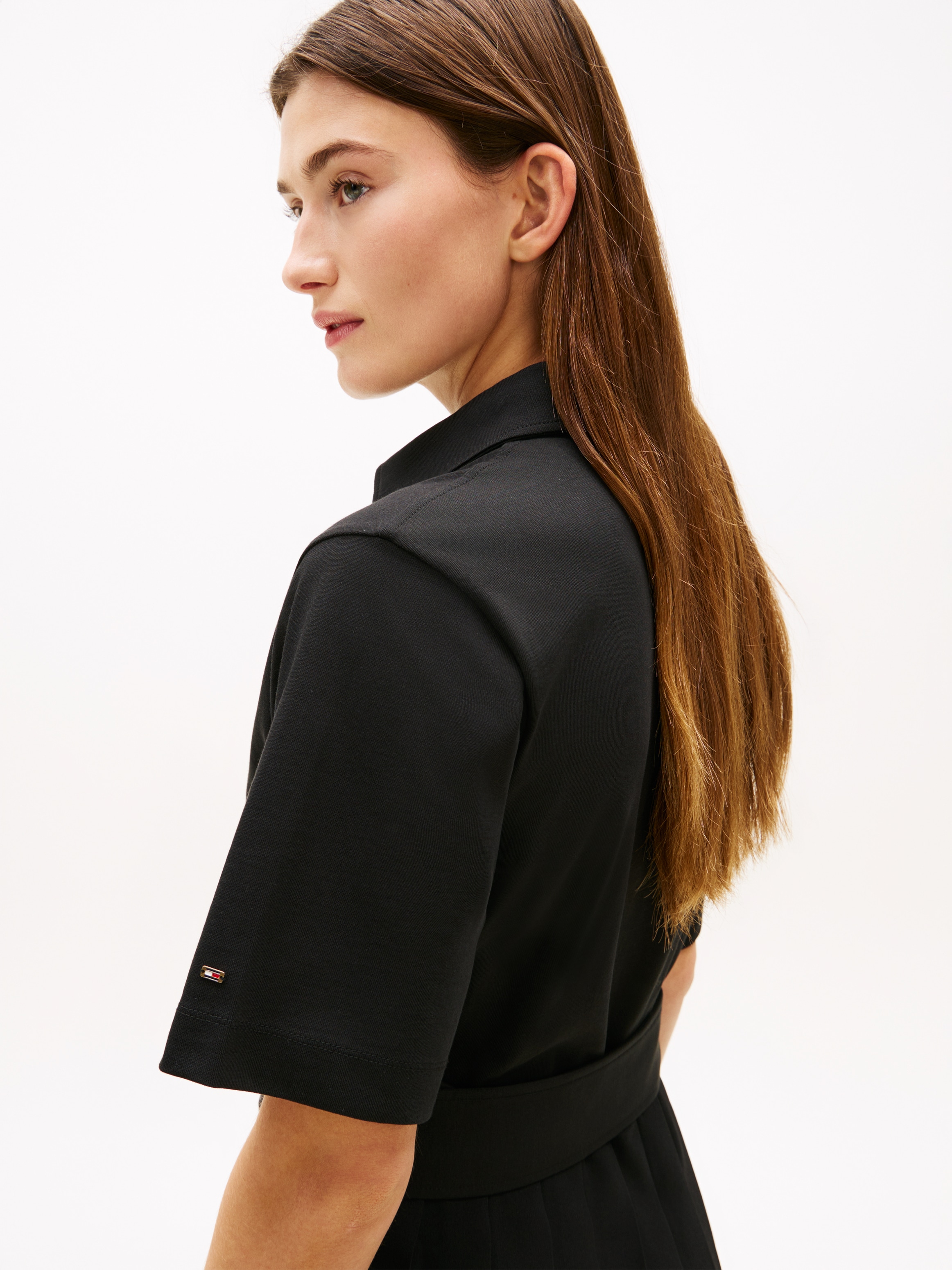 Tommy Hilfiger Hemdblusenkleid »GOLD BUTTON MIX MEDIA DRS« mit Bindegürtel