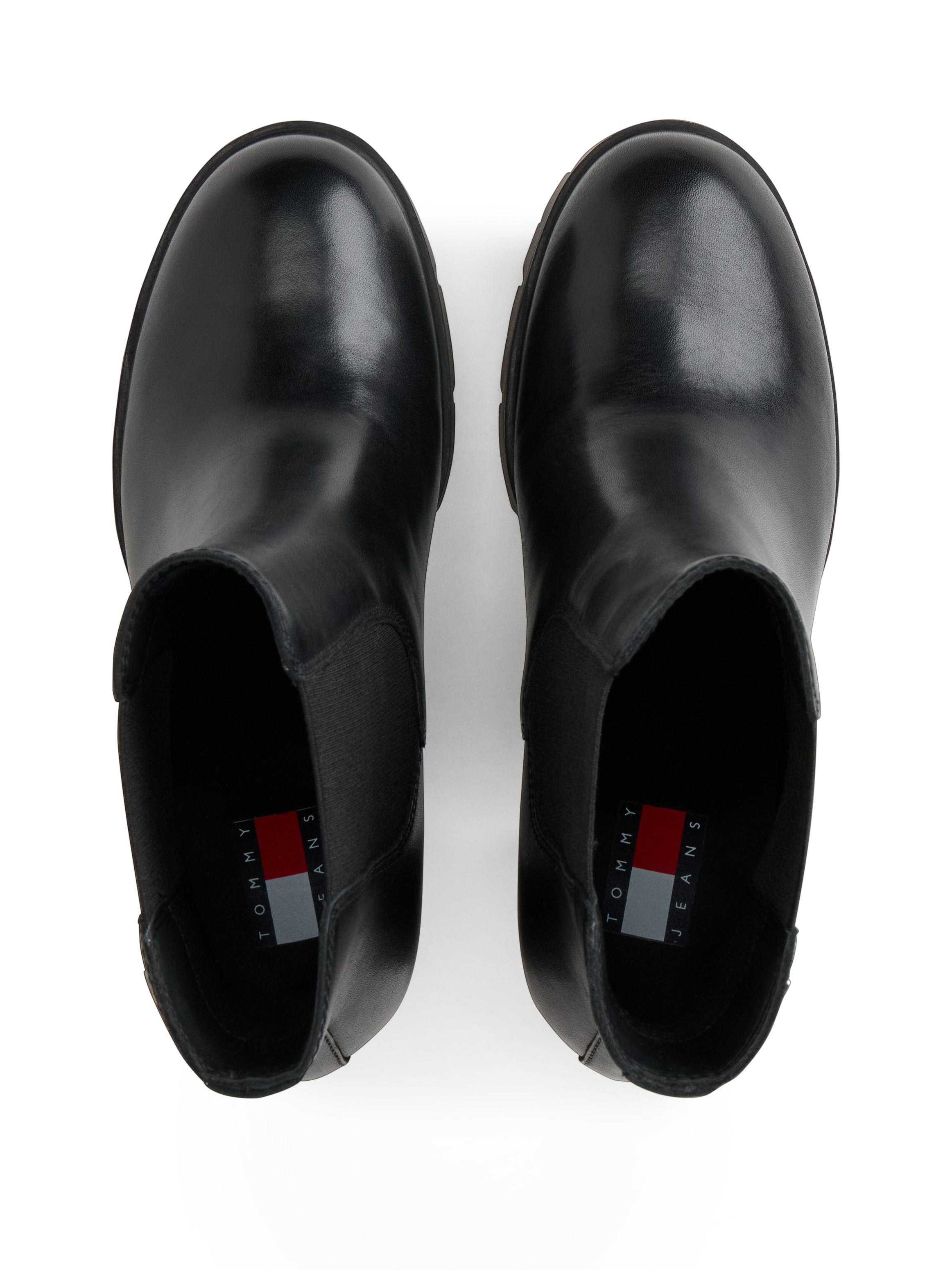 Tommy Jeans 1100000002199 »TJW CHELSEA HIGH HEEL BOOTS«  Ankle Boots, Plateaustiefeletten mit Stretcheinsatz und Logoflagge