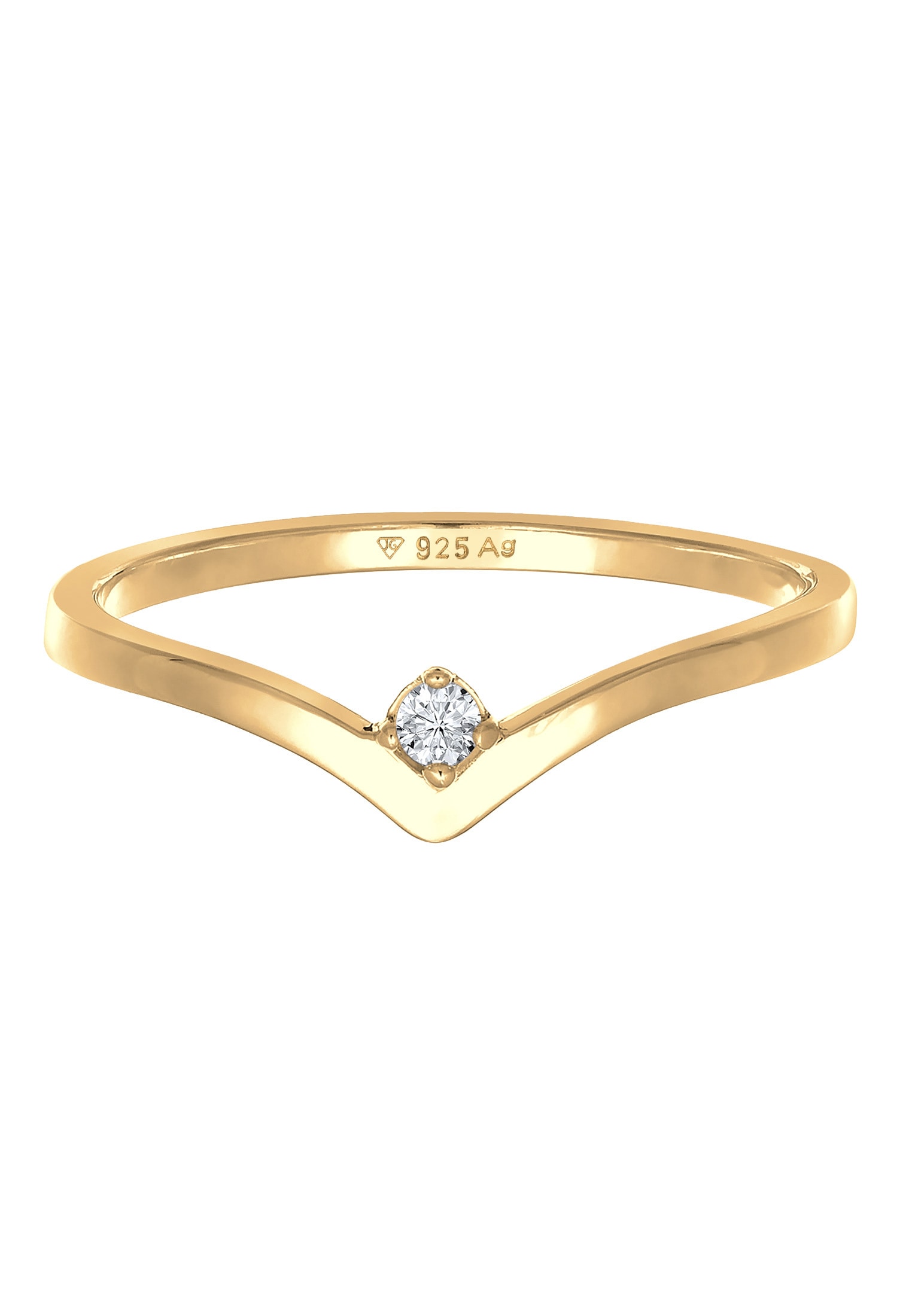 Elli DIAMONDS Diamantring »Ring Lab Grow Diamant (0.035) V-Form Stapelring 925 Silber«