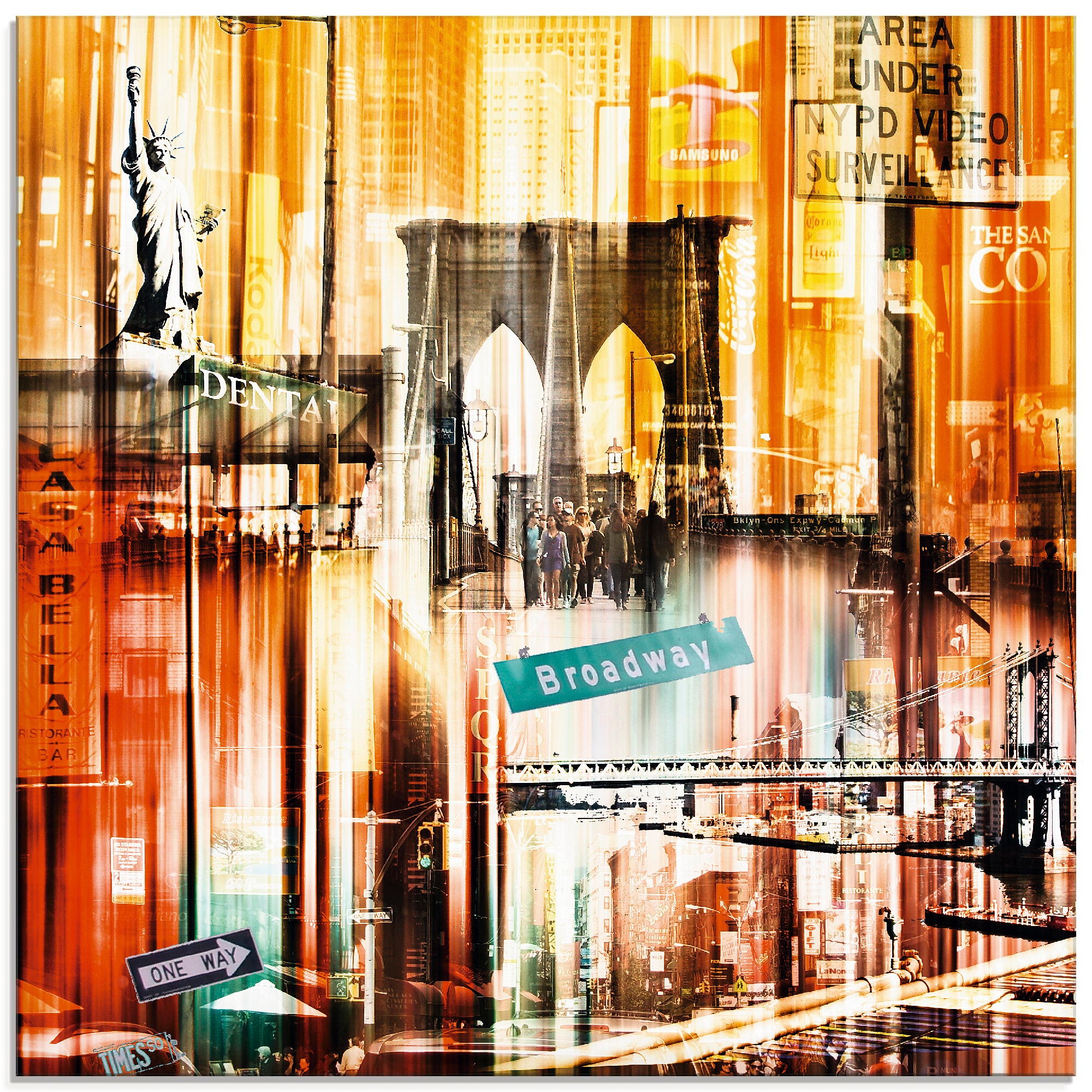 Artland Glasbild »NYC New York City - Skyline Collage 16«, Gebäude, (1 St.)