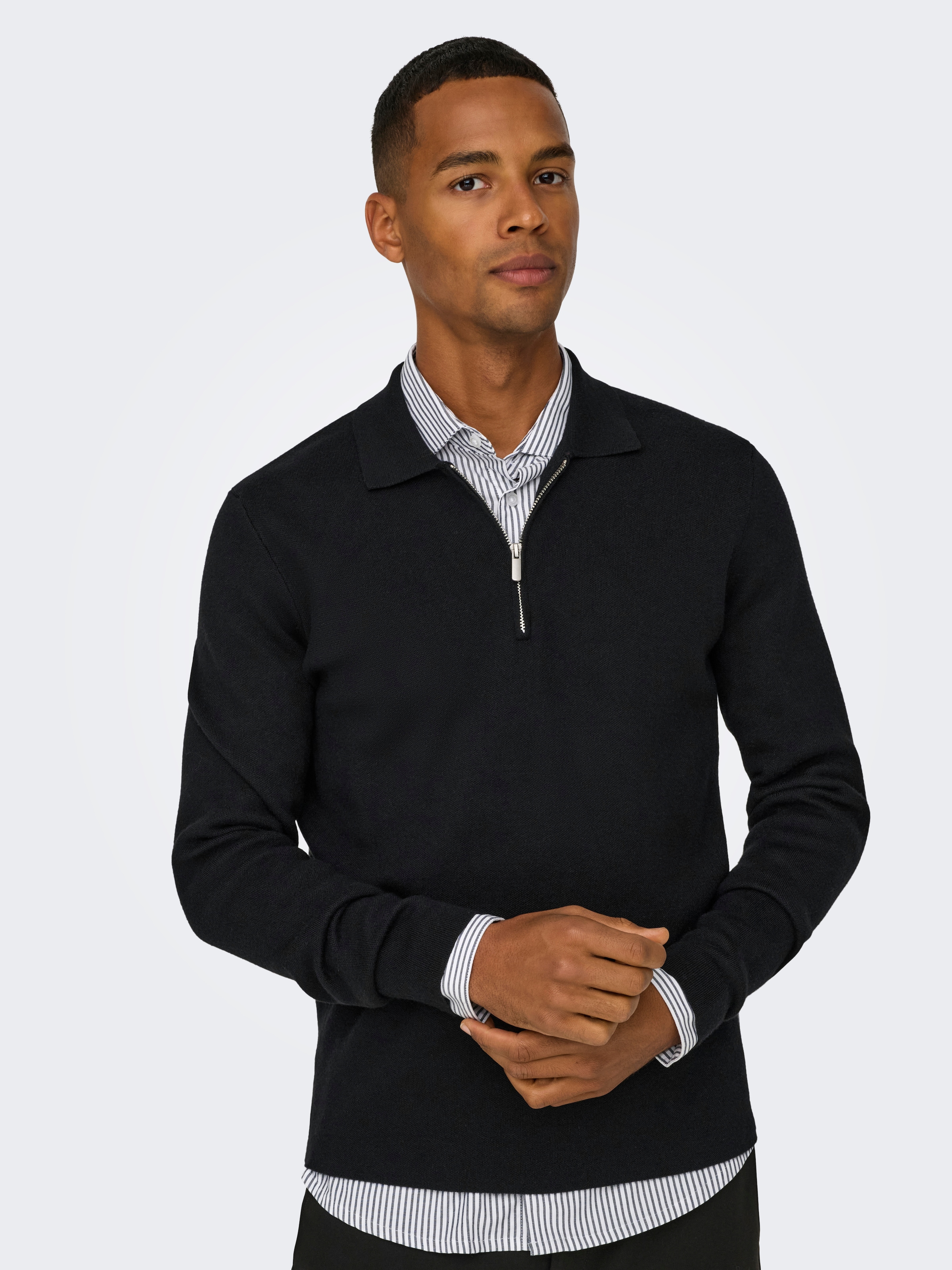ONLY & SONS Polokragenpullover »ONSCOOPER REG LS 12 HALF ZIP POLO«